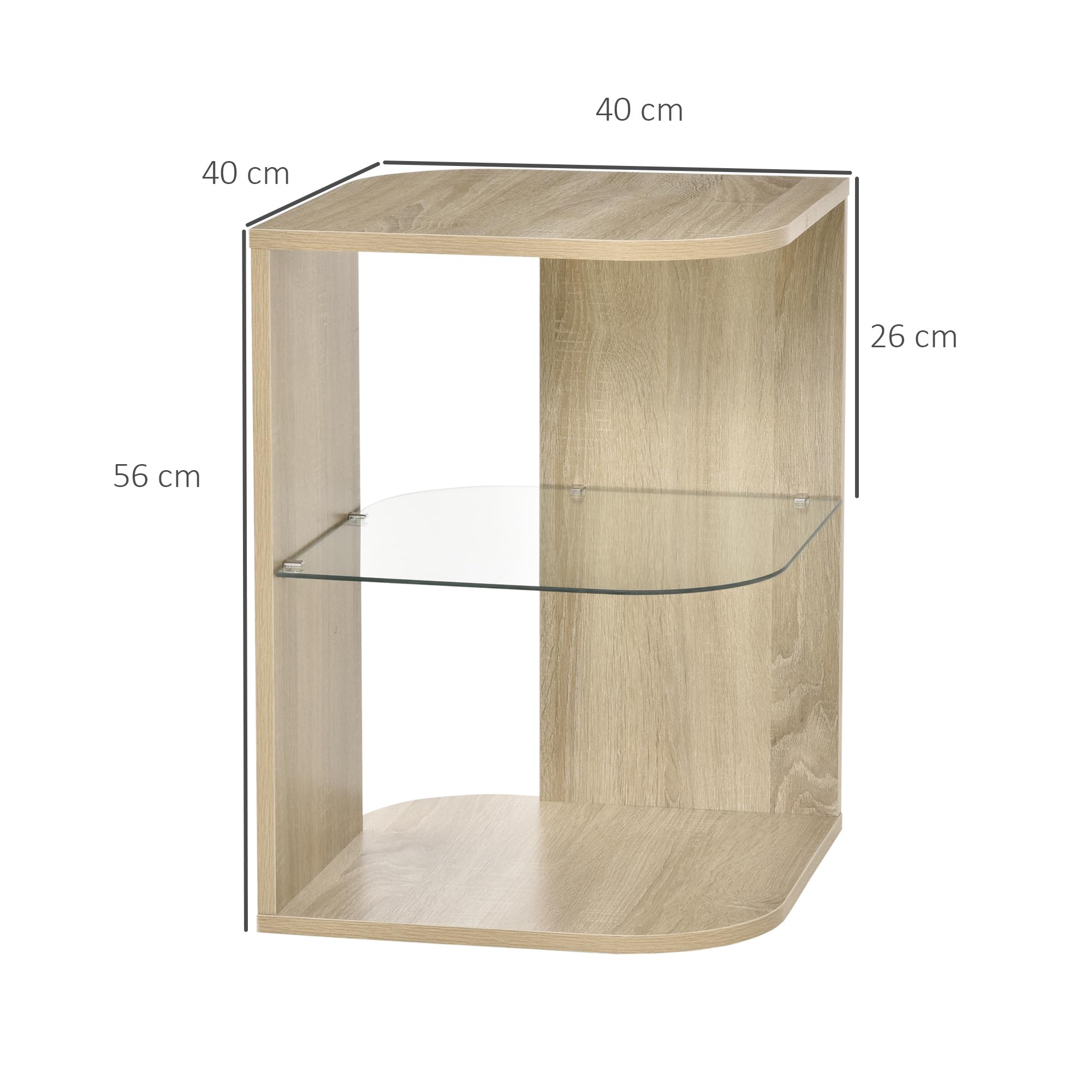 HOMCOM Table d'Appoint Guéridon Design Contemporain Étagère Bois Naturel