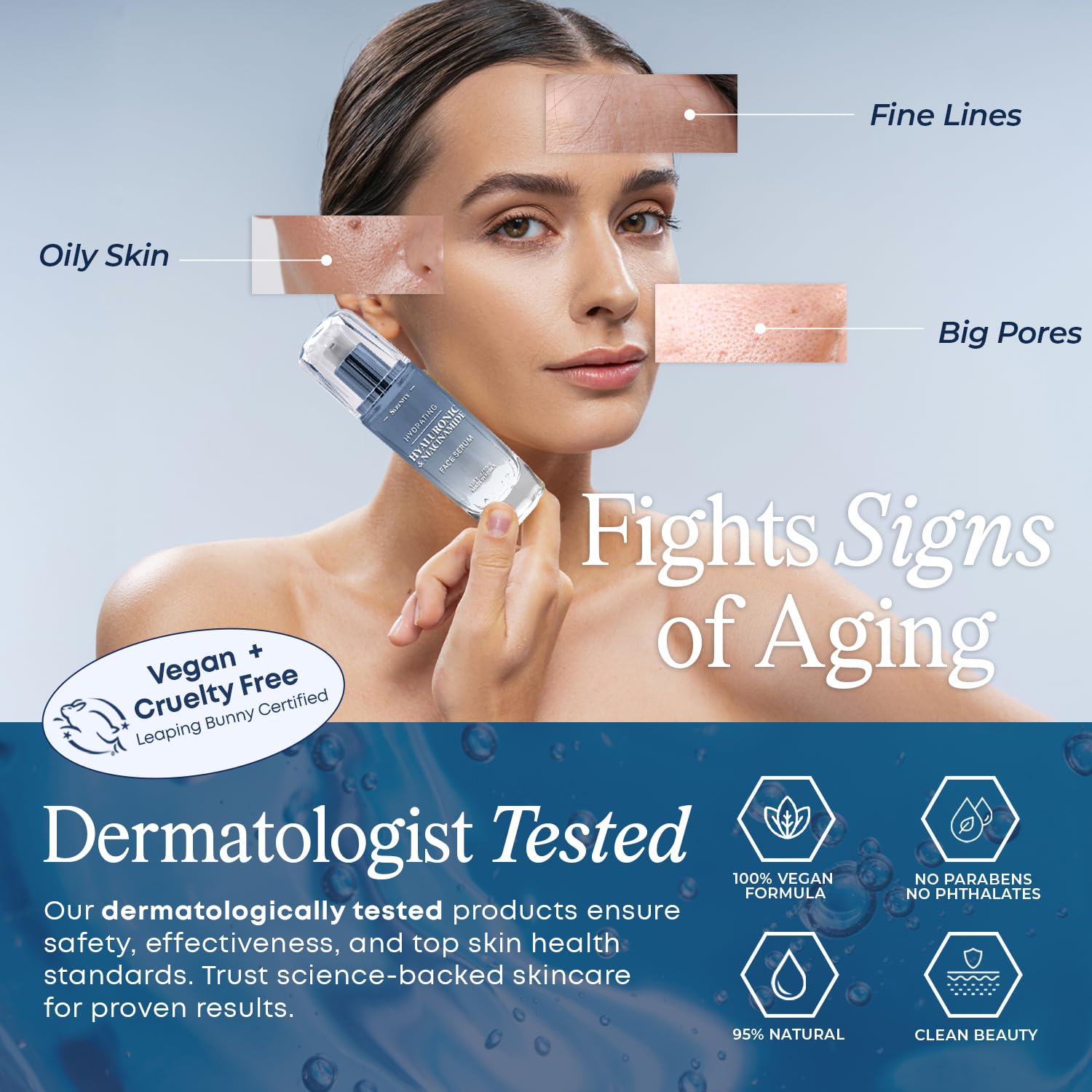 Serenity Dew Hyaluronic Acid & Niacinamide Face Serum - Dermatologist Tested Anti-Aging Korean Skin Care - Ultra Hydrating, Cools, Soothes & Improves Tone and Texture - Vegan Clean Beauty - 1.69 Fl Oz - Image 6