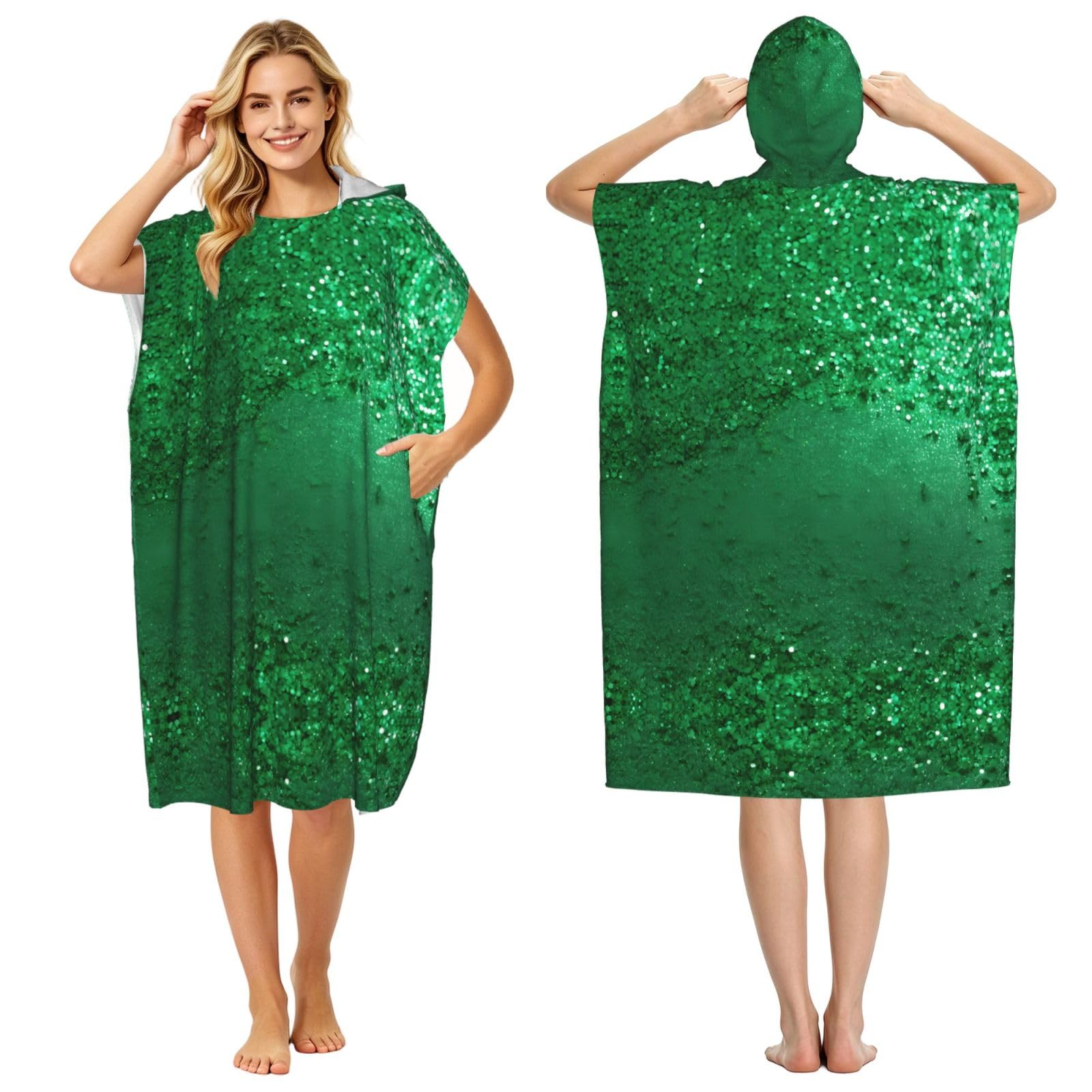 Peignoir à capuche à paillettes vertes pour adulte homme et femme