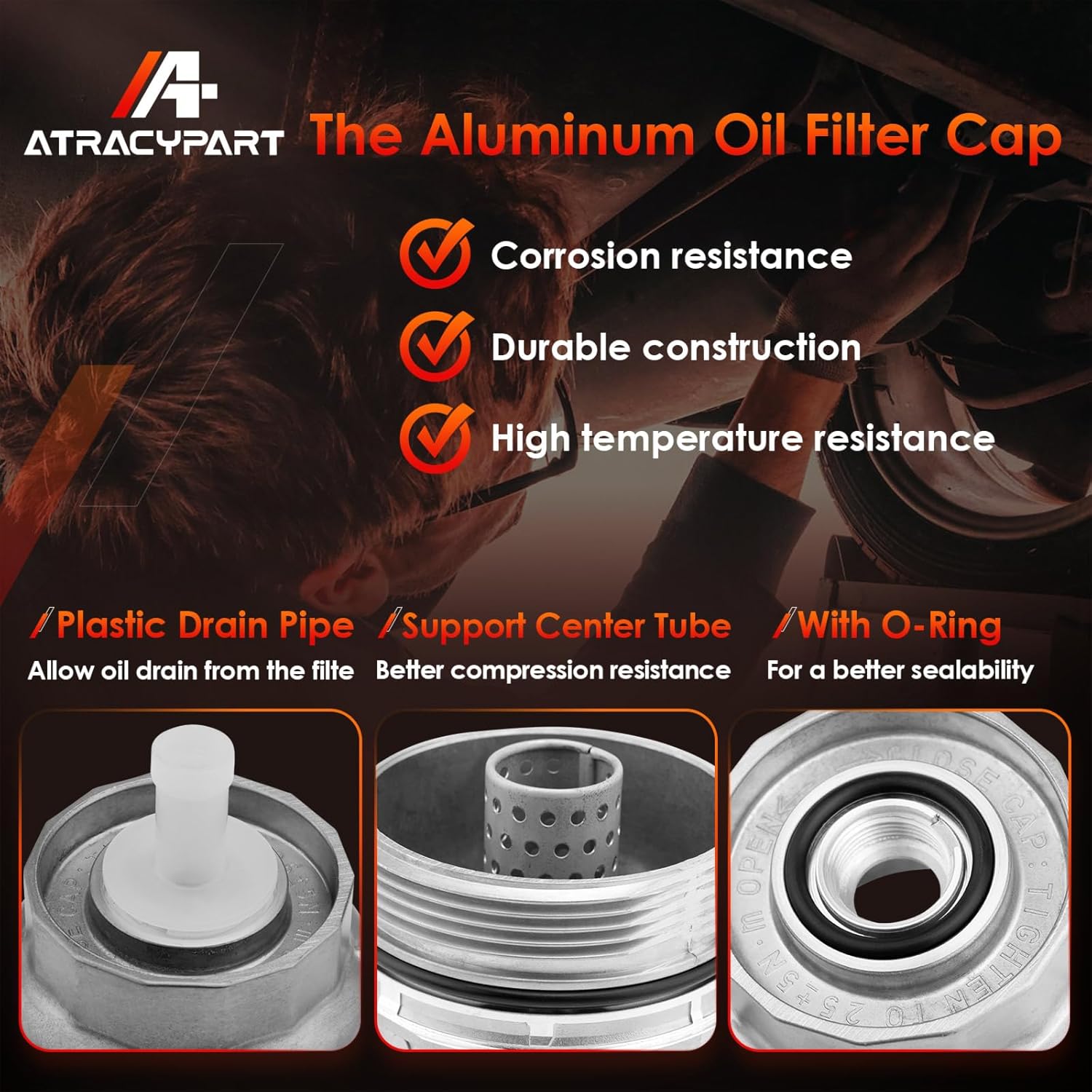 Engine Oil Filter Housing Cap Assembly Kit with Oil Plug, Compatatible With 2005-2021 Toyota and Lexus Vehicles - 4Runner, Sienna, Tacoma, Venza, RX350 & More, Replace OE# 15620-31060, 15643-31050