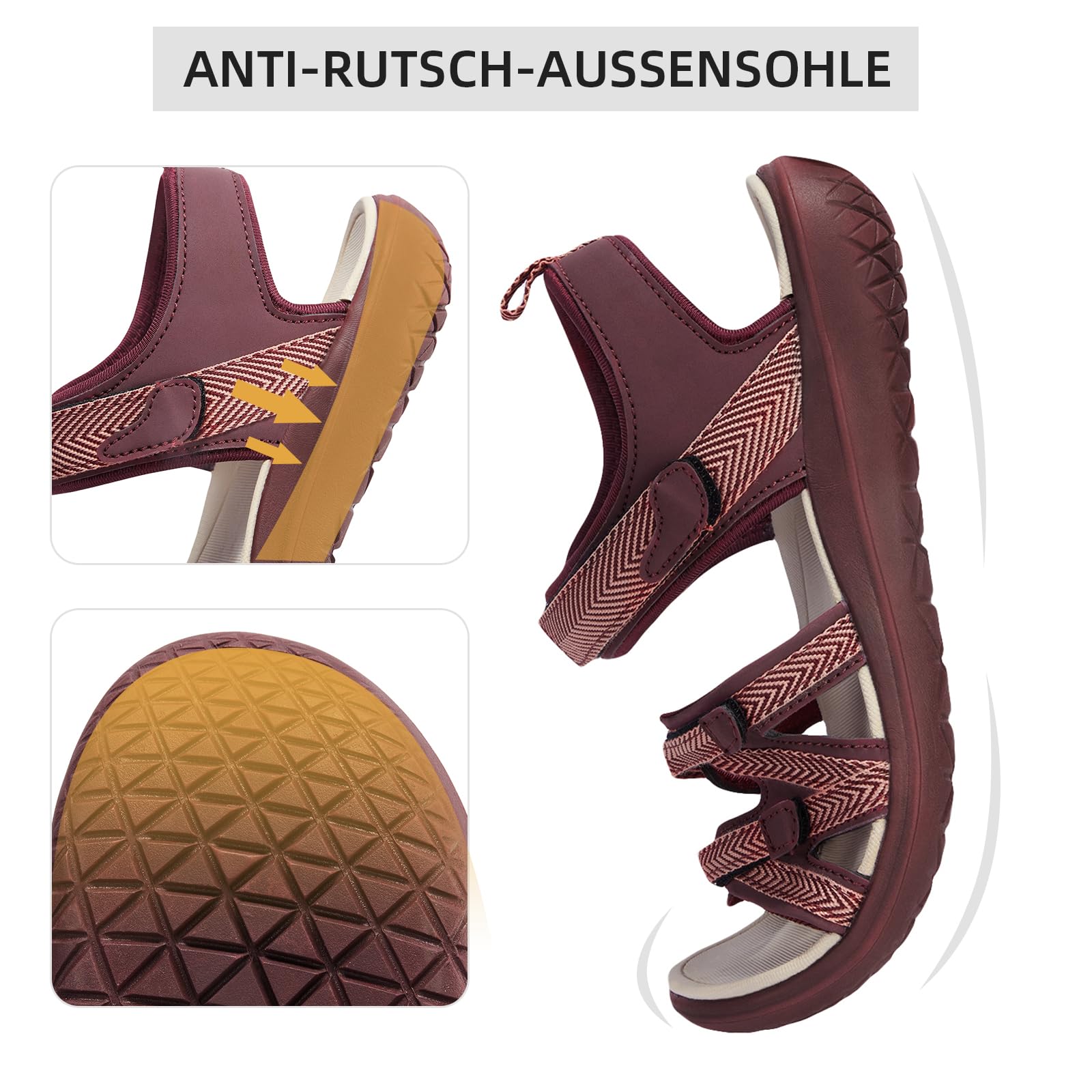 OutPro Sandalias de senderismo para mujer, ligeras y cómodas, sandalias deportivas para trekking, correas ajustables, perfectas para aventuras al aire libre y playa