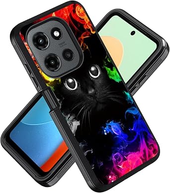 for Motorola Moto G 5G 2025 / Moto G Play 5G 2025 Case, Military Grade Heavy Duty 3-Layer Shockproof Drop Protective Cover for Moto G 5G 2025, Black Cat Face