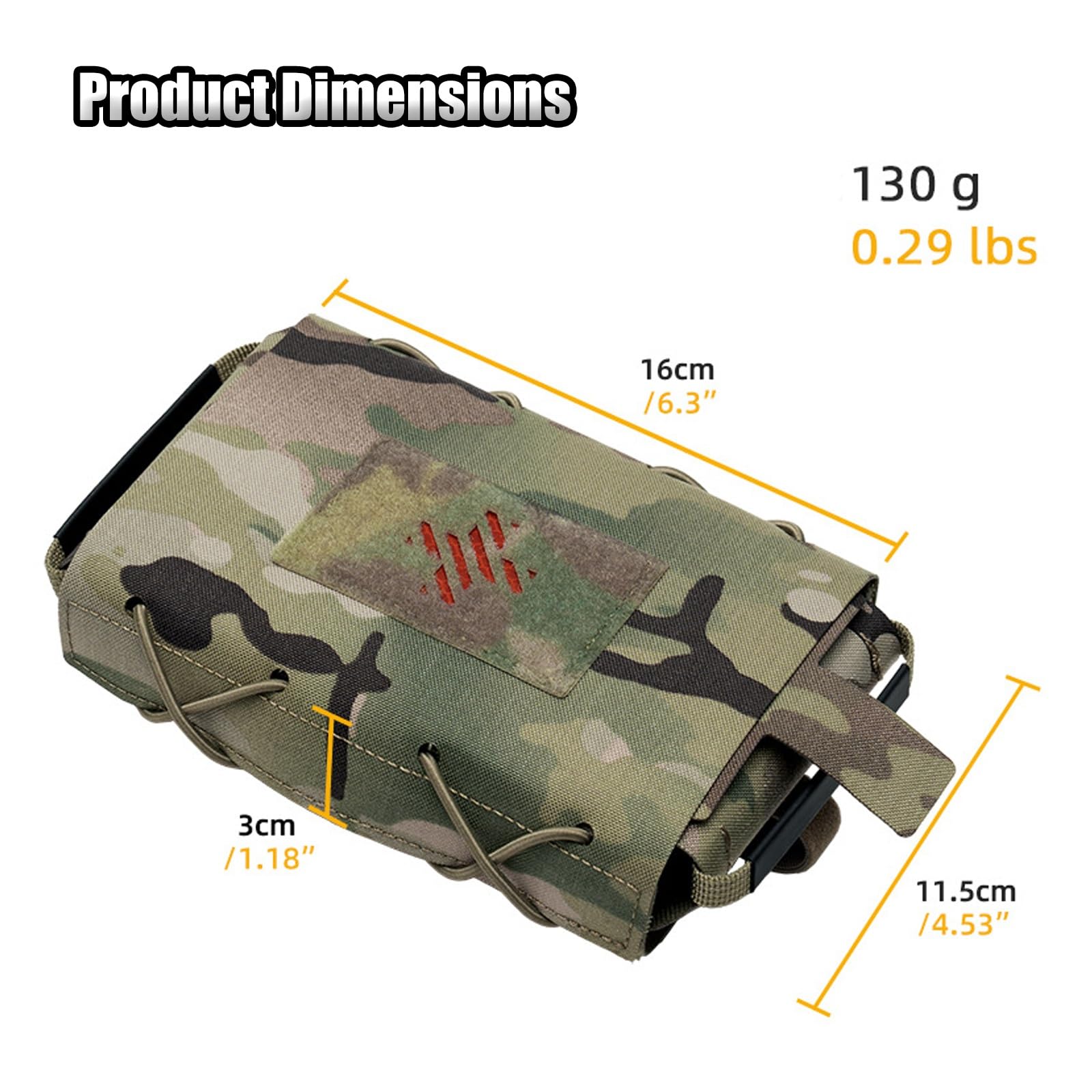 Pochette Tactique IFAK avec Poignée, Système Molle à Détachement Rapide, Trousse de Premiers Secours d'urgence en Nylon 500D pour la Randonnée