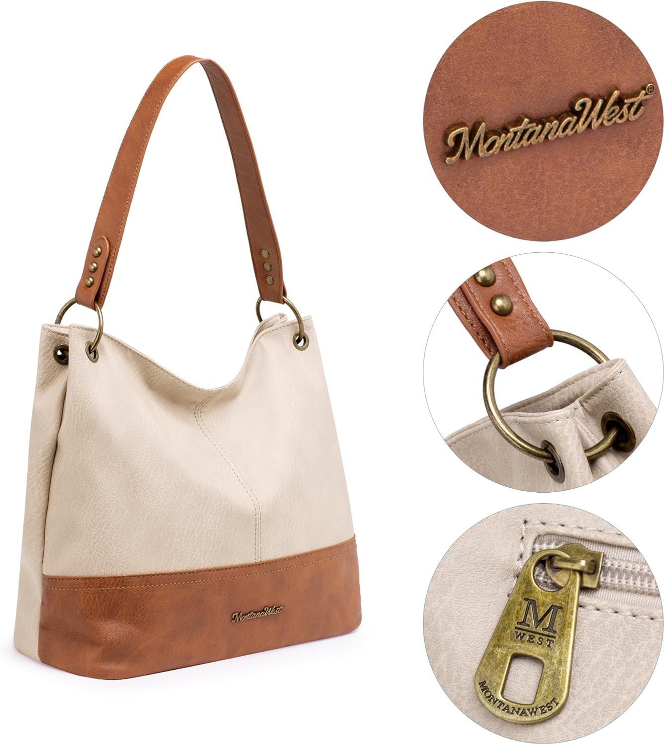 Montana West Hobo Bag for Ladies Shoulder Handbags with Back Pocket | Purses, with Zipper, Purses, with Zipper - Image 4