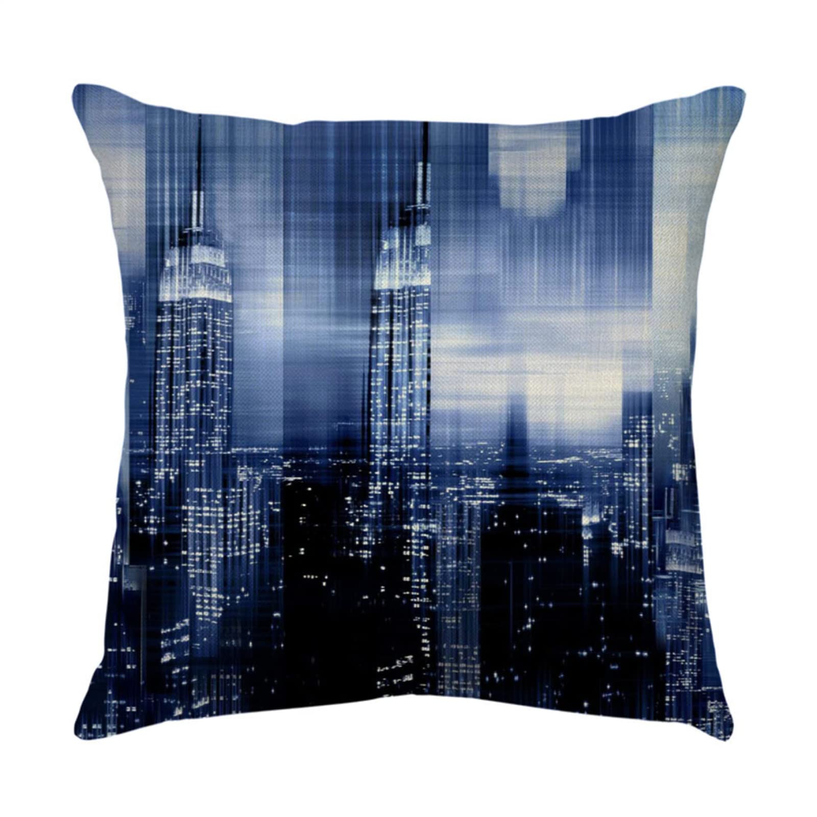 4 Piezas Funda de Almohada Paisaje De La Ciudad Fundas de Cojín Terciopelo Sencillo y Decorativo para Sofá Camas Dormitorio Coche Lino Cojines Throw Pillow Covers 80x80cm/32x32 Inch
