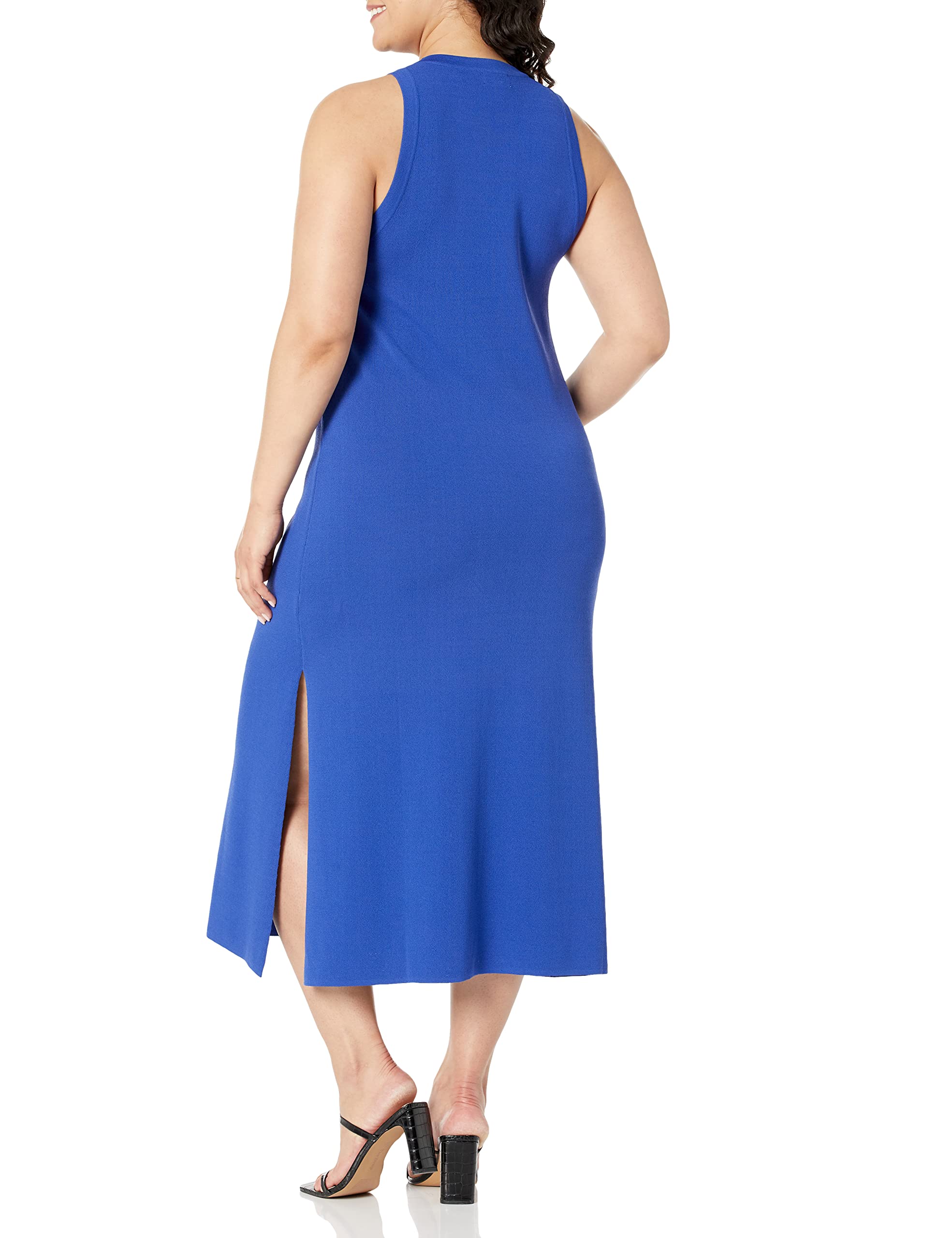 The Drop Women's Gabriela High Neck Cut-in A-line Side-Slit Maxi Sweater Dress