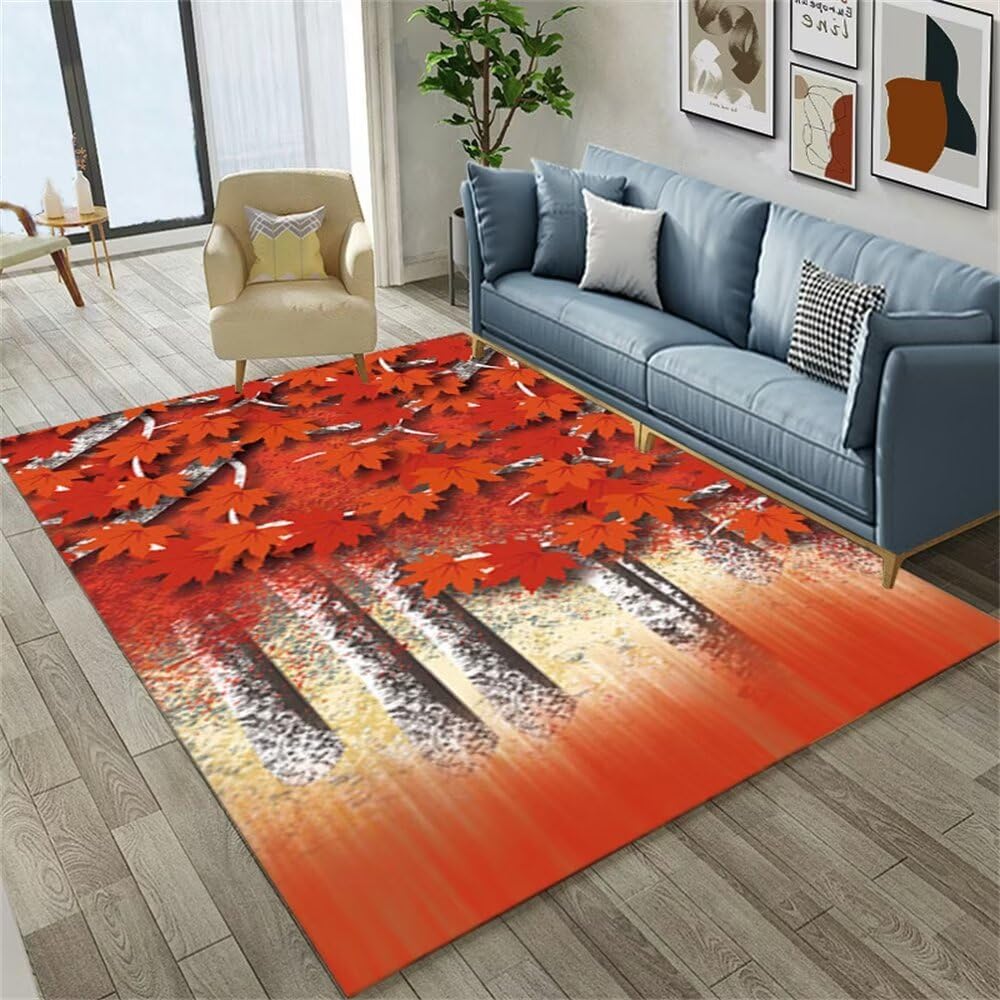 Tapis de sol long couloir rouge 60x120cm antidérapant à motif feuillage pour entrée