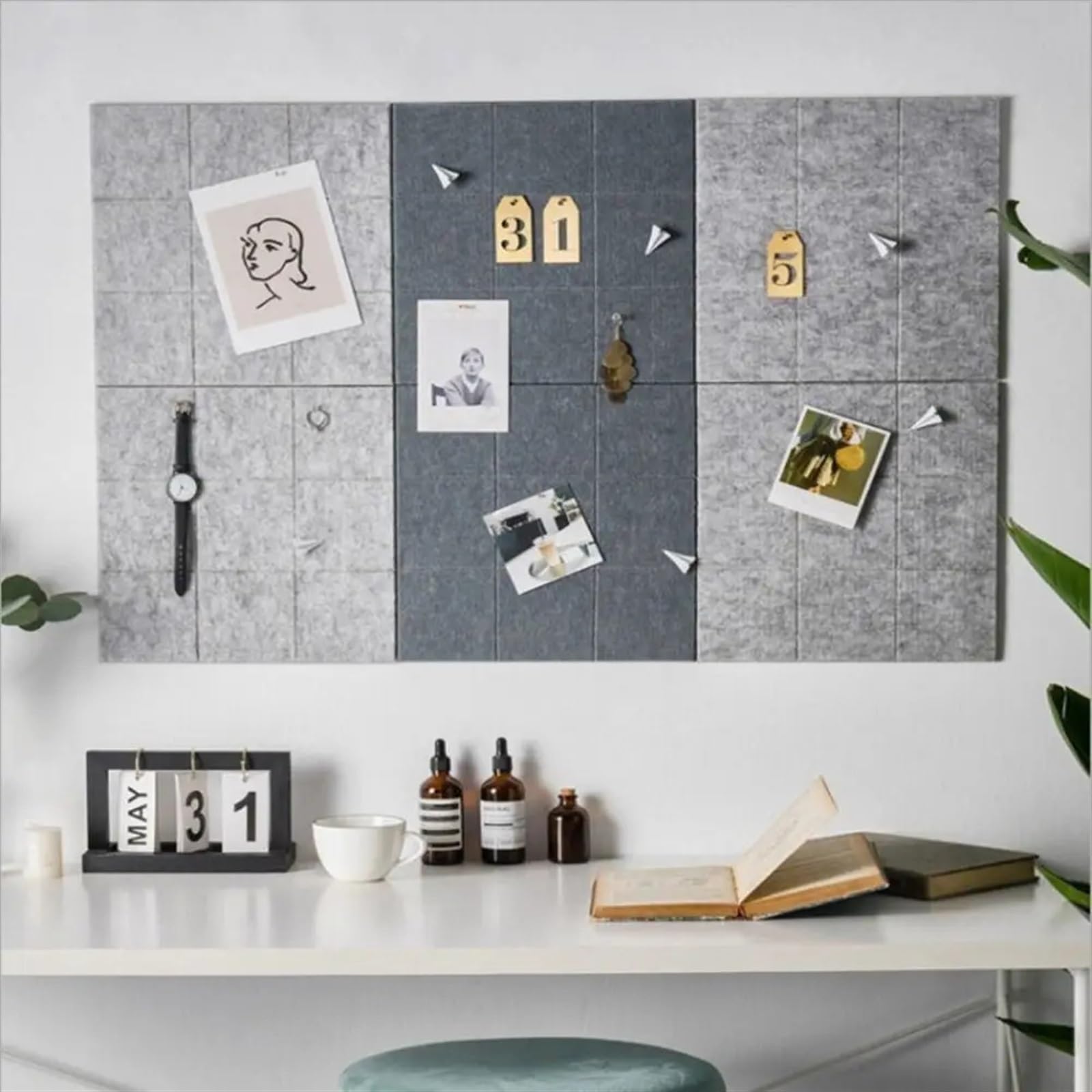 TablóN De Anuncios De Fieltro Panel Insonorizado Fondo Fotográfico Tablero De Mensajes Pared Fieltro(Color2,6pcs)