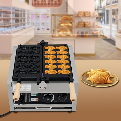 Miniatura 5 de Taiyaki - Máquina para hacer gofres con plato de cocción antiadherentehierro de gofres en forma de pescadomáquina de gofres de Navidadrevestimiento