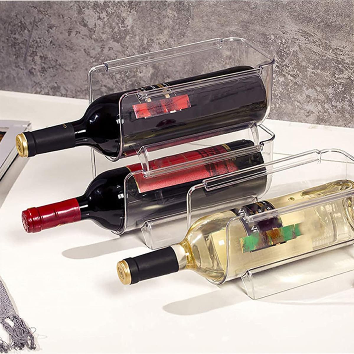 UPKOCH 4pcs Wine Bottle Holder Small Wine Rack Pet Material Bottle Organizer for Refrigerator and Kitchen Island Clean and Minimalist Exterior Design