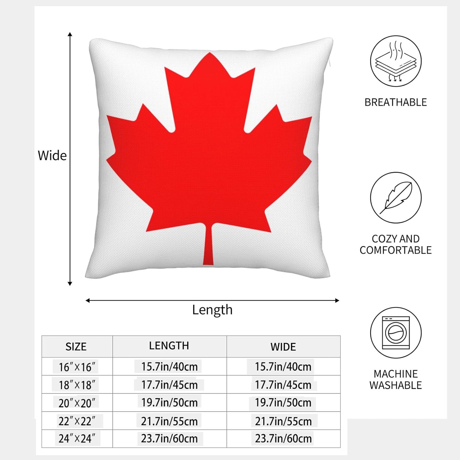 Canadian Flag Imitation Linen Pillowcase -2 Sets, Fashionable Home Decoration, Used for Sofas, Gardens, beds