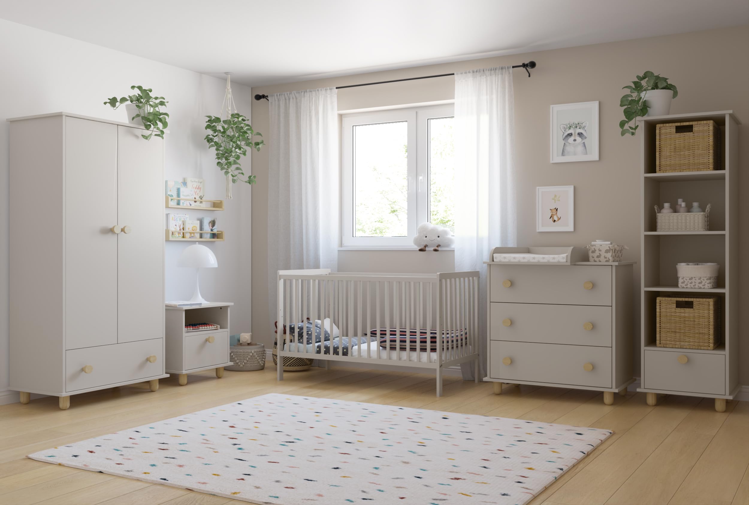 zee Kaschmir Babybett LUMI 120x60 cm Mit Schutzgitter 2in1 Kinderbett Aus Kiefernholz Höhenverstellbar EN 716 Umbaubar Zum Juniorbett