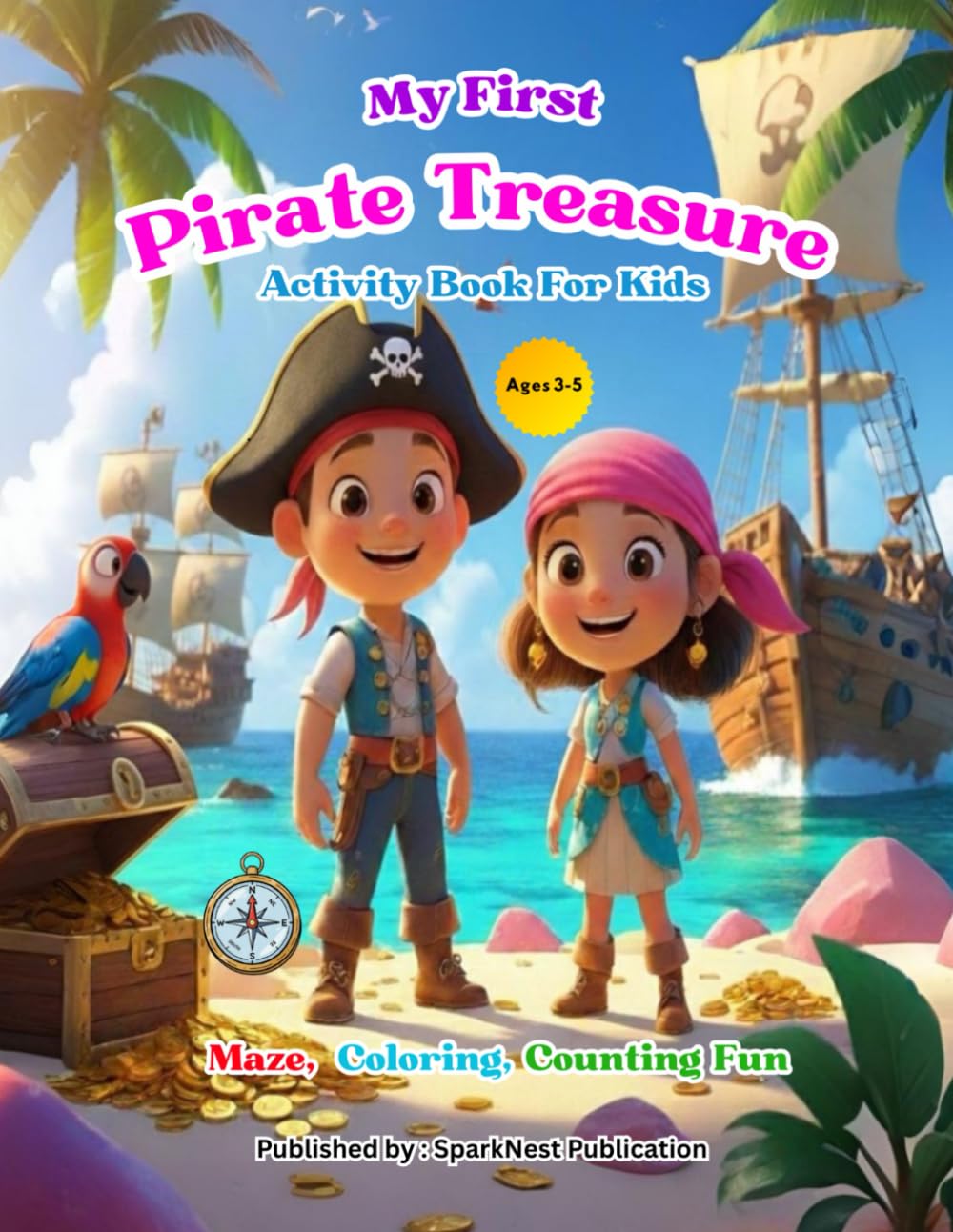 My First Pirate Treasure Activity Book for Kids 3–5: Preschool Learning Workbook with Mazes, Dot to Dot, Tracing and Educational Coloring Pages • ... (My First Maze, Coloring & Counting Books)