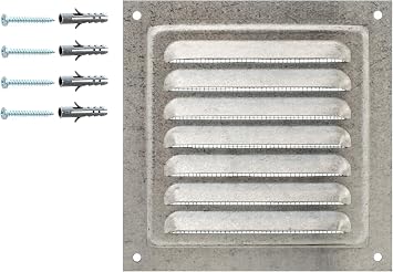 Galvanized Steel Air Vent Metal Ventilation Grille with Mesh, Indoor/Outdoor Vent Grid, Durable Metal Air Vent Cover with Net Protection. 5 x 5 inches