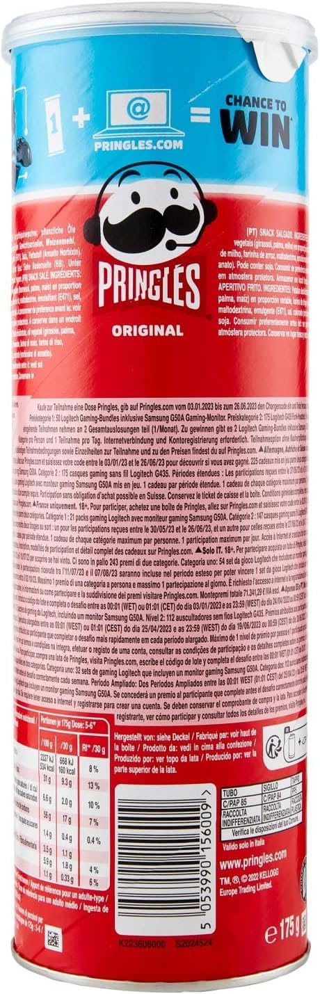 Italian Gourmet Original Chips Patatine in Dose Snack salato, 20 x 175g | Knusprig und würzig; confezioni pratiche per aperitivo, feste e pausa, Gesamtnettogewicht 3,5 kg + Kostenlos Polpa 400g