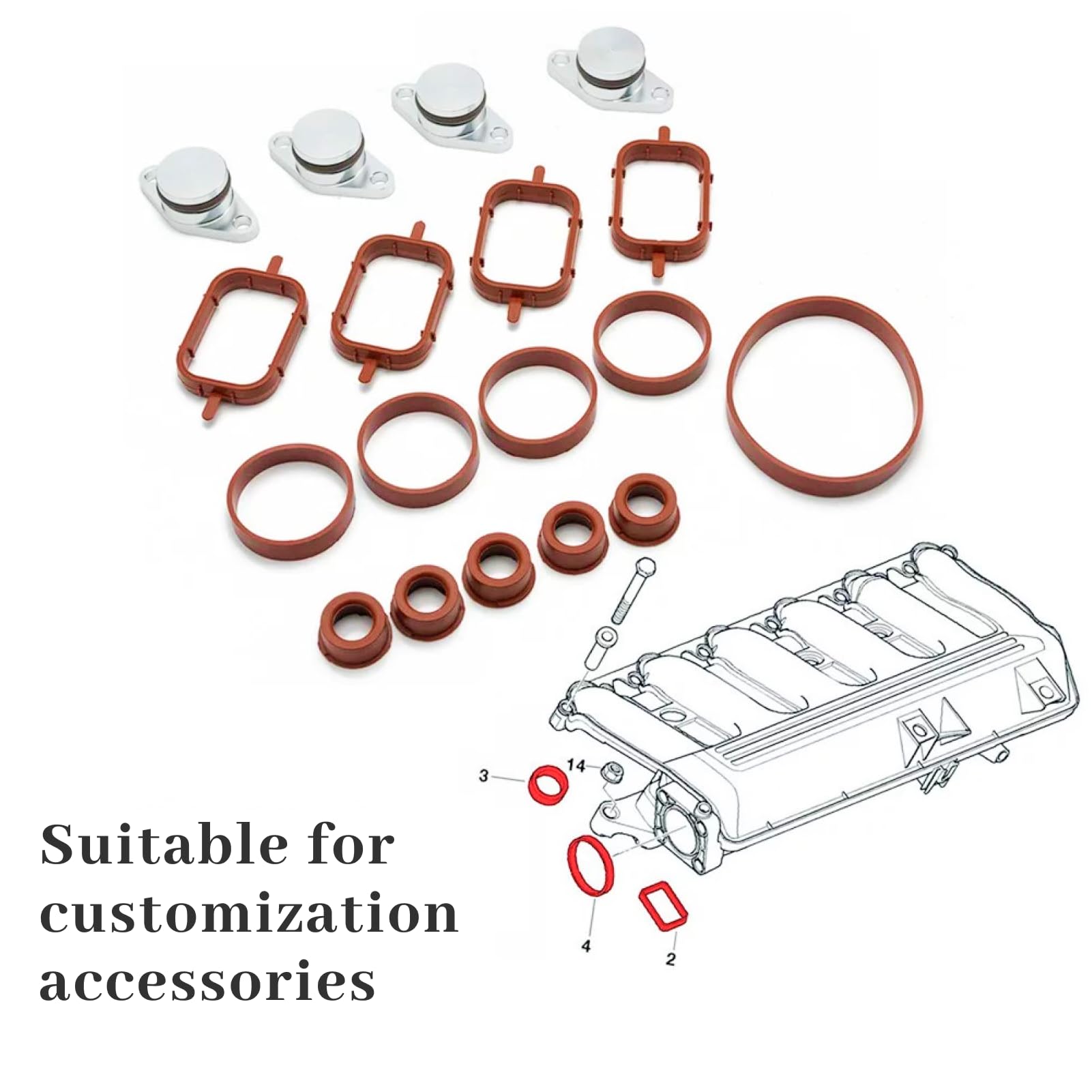 GM 17113215 - Kit Guarnizioni Collettore Di Aspirazione, Prodotto In Cina, Dimensioni 14,5x14,5x1,3 Cm - 4