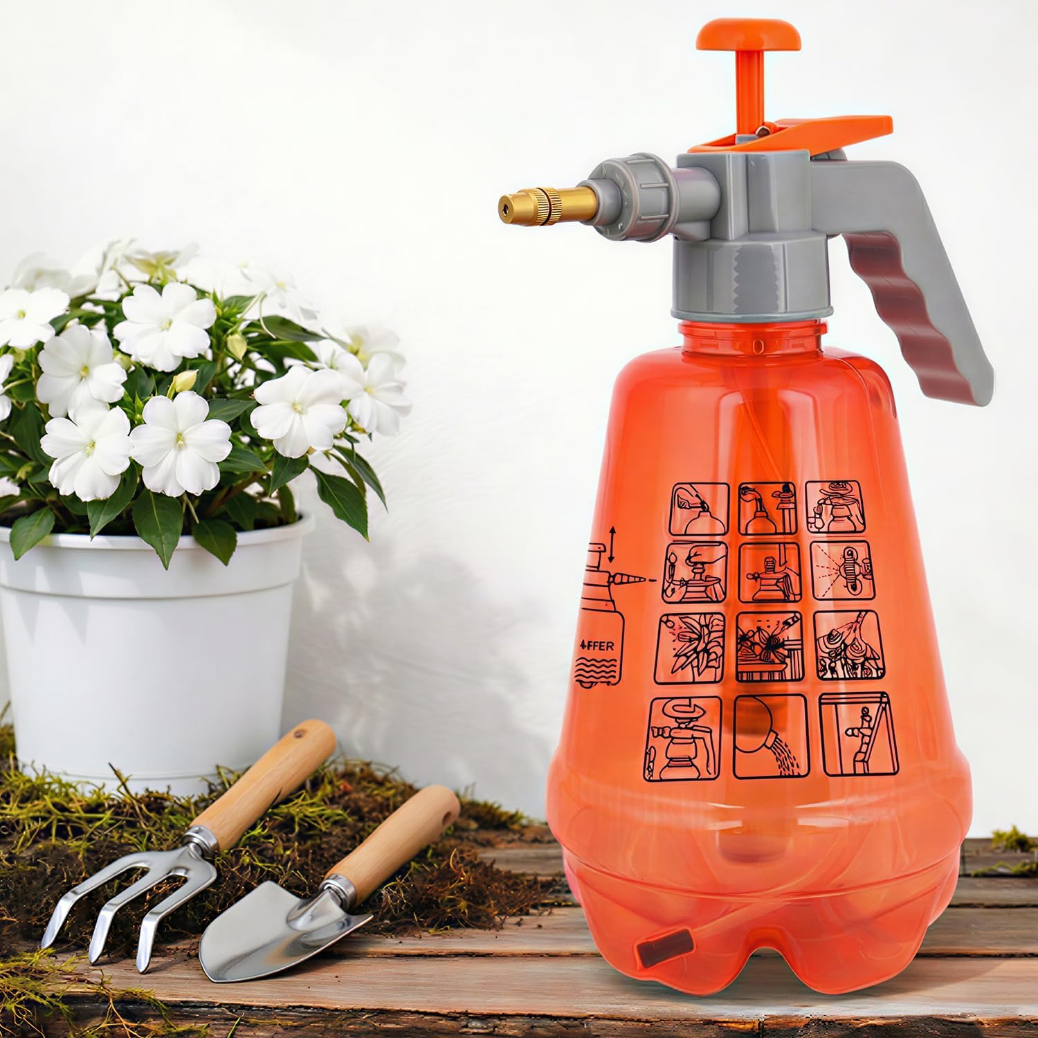1500ml Pressure Spray Pump Bottle with Adjustable Nozzle Heavy Duty Water Mister for Home Garden Lawn Plants Watering & Cleaning (Random Colour)