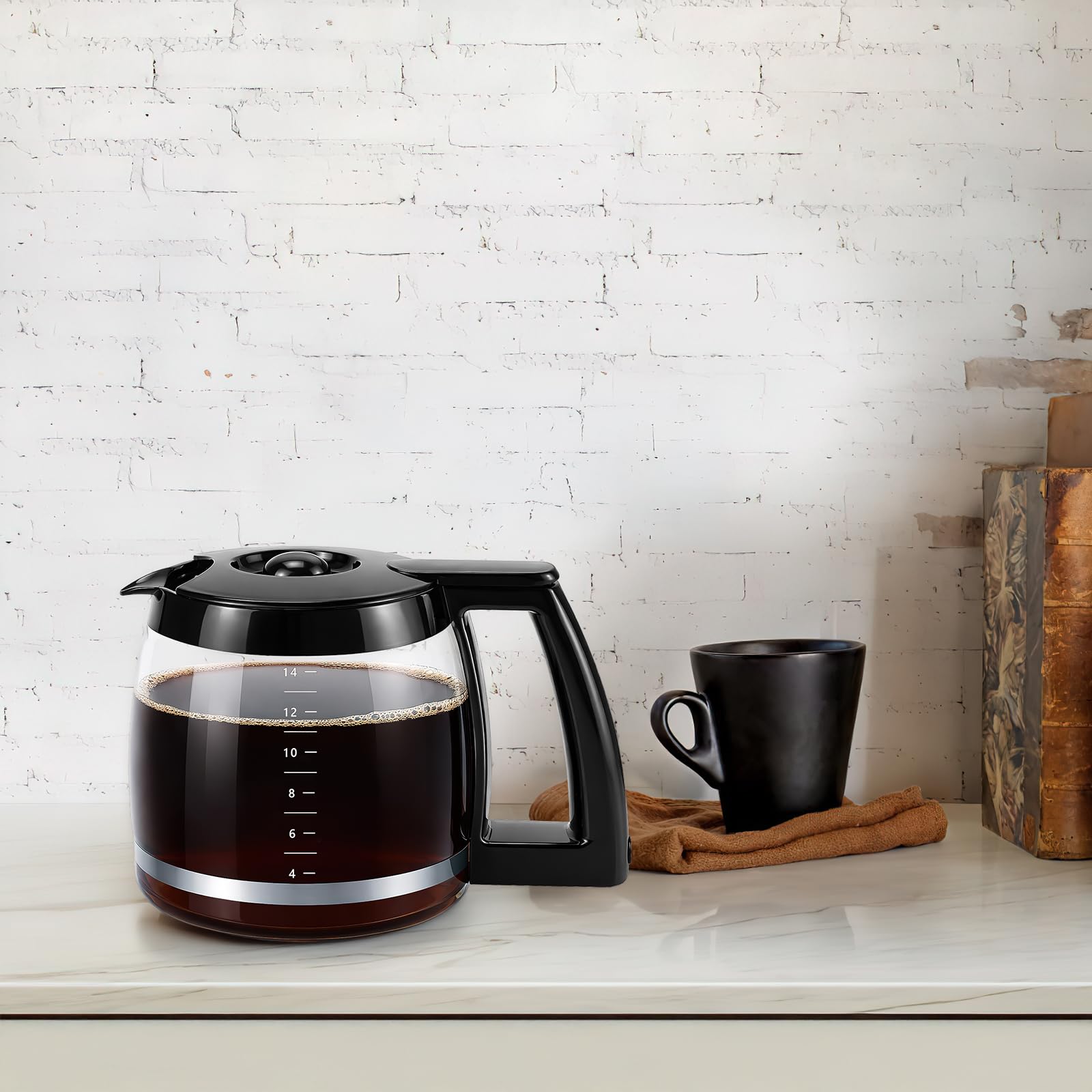 Carafe de rechange en verre avec poignée robuste pour cafetière DCC-220, DCC-2600, DCC-2800, DCC-3200P1, CBC-7000PC, CBC-7200PC, CBC-7400PC, DCC-1800FR