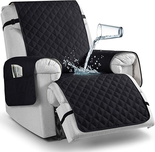 Vista 35 de TAOCOCO Fundas para sofá reclinable 100% impermeables, con correas para las piernas, funda de sofá reclinable lavable en 1 pieza con bolsillo, Gris