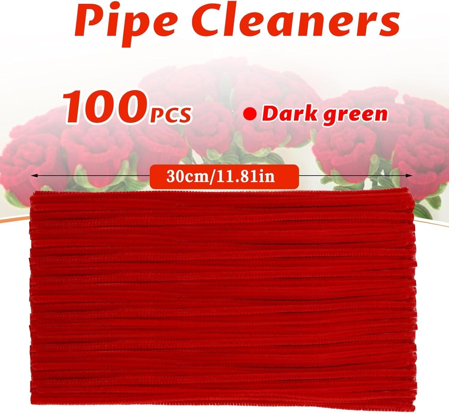 Red Chenille Pipe Cleaners - 100 Pcs for Crafts -2