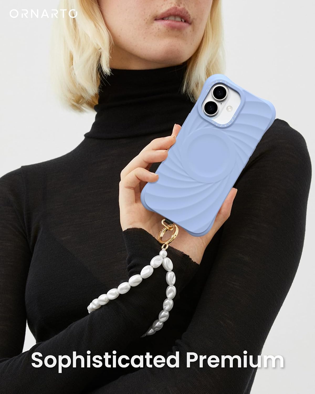 ORNARTO Vortuxe for iPhone 17 Case 6.3" | 2X MIL-STD Protection | Camera Control Button | Compatible with MagSafe | Sleek Aesthetic Liquid Silicone Phone Cover | Sky Whisper thumbnail