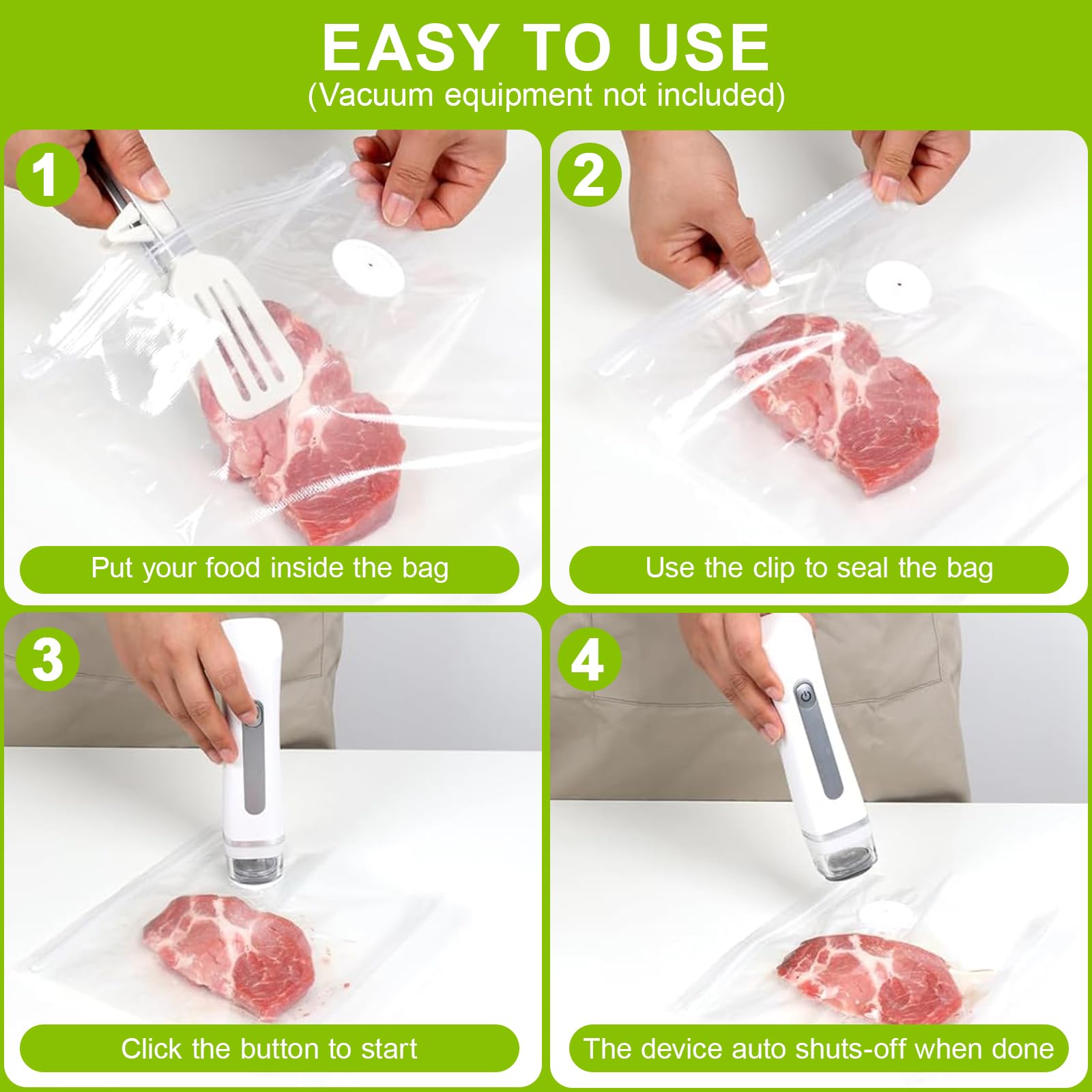 45 Sacchetti Sottovuoto per Alimenti,15x26x28 cm & 15x26x34 cm & 15x33x38 cm,Riutilizzabili con 3 Clip,Sacchetti per Conservazione Sottovuoto con Valvola d'Aria per Freschezza