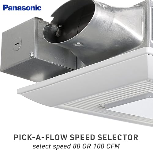 Miniatura 2 de Panasonic WhisperValue FV-0810VSSL1 - Extractor de baño de doble velocidad para montaje en techo/pared con luz LED, 30 a 100 CFM