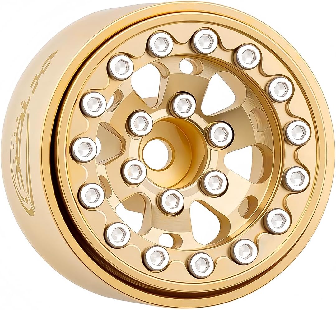 4PCS Full Brass 1.0 Inch Beadlock Wheels Hubs 185g/set Weights for 1/24 Axial SCX24 AX24 TRX4M FCX24 Redcat Ascent-18 HPI Venture18 1/18 RC Crawler Car Upgrade Parts