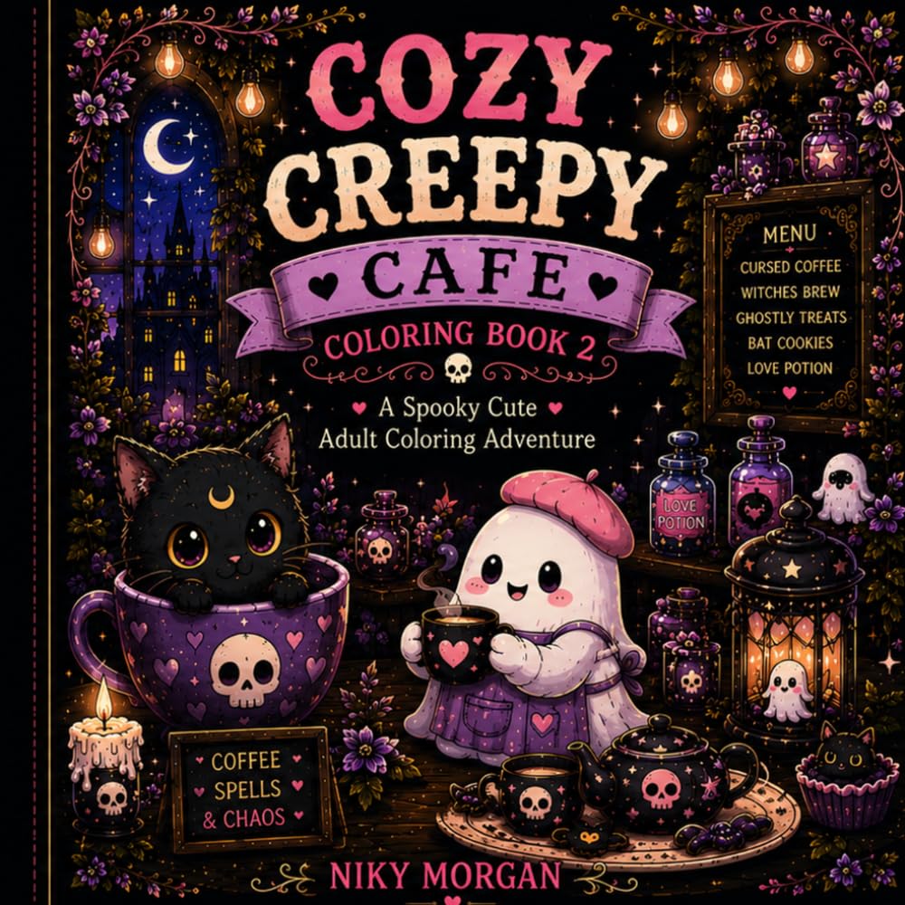 Cozy Creepy Café Coloring Book 2: A Spooky Cute Adult Coloring Adventure
