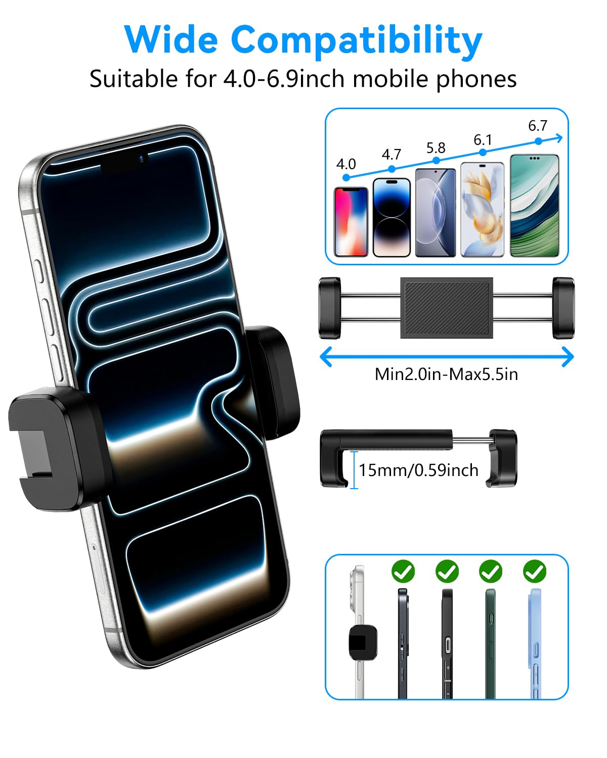 Support de Téléphone pour Guitare- Support Universel pour Smartphone pour Guitare, Basse, Ukulélé, Rotatif à 360° et Réglable, Idéal pour La Diffusion en Direct et l'enseignement en Ligne