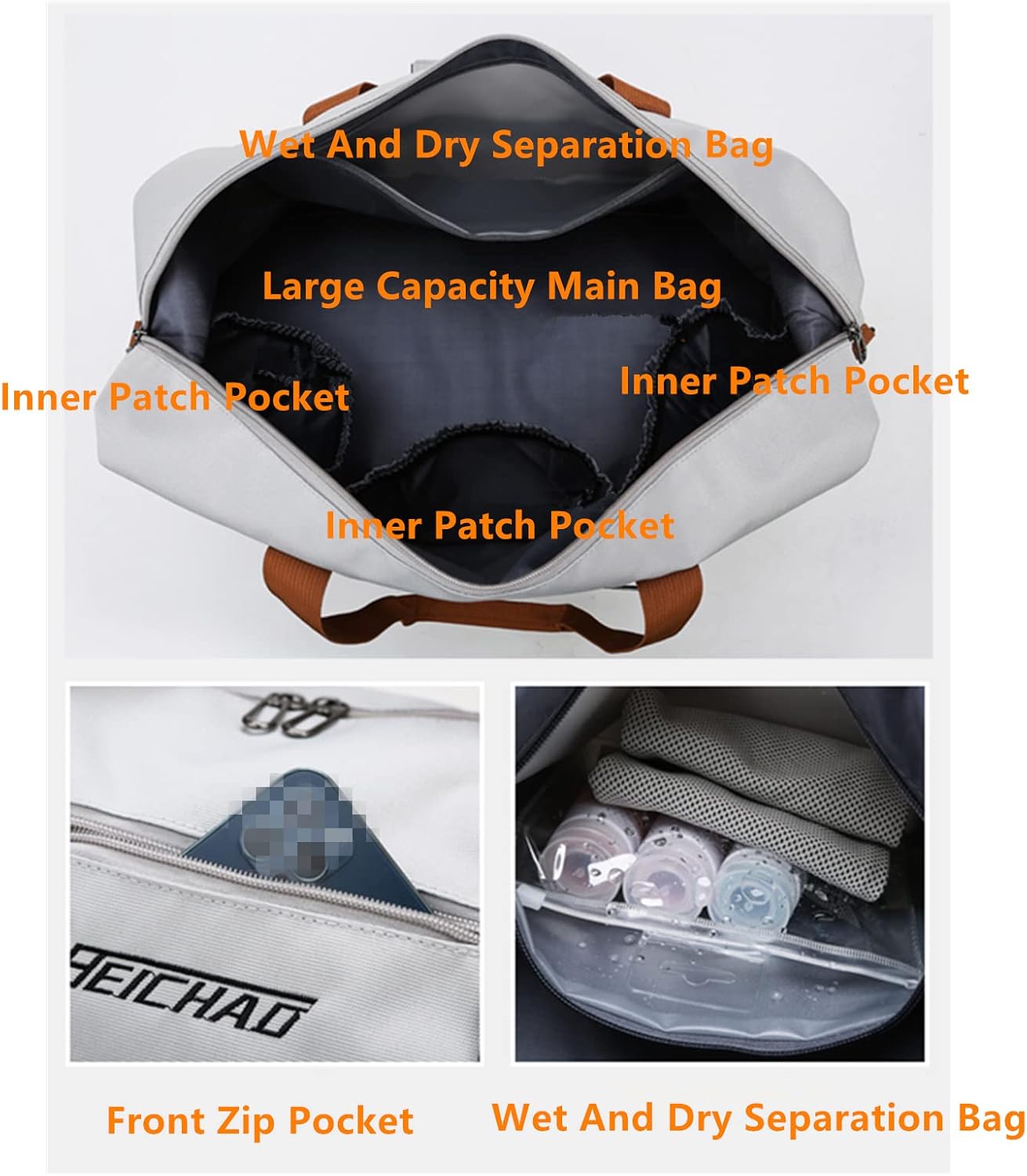 2023 New Dry/Wet Separation Travel Bag with Shoe Compartment, Travel Duffle Bag with Attachable Shoulder Strap, Women's Sports Gym Tote, Large Capacity & Lightweight & Waterproof (Green-A)
