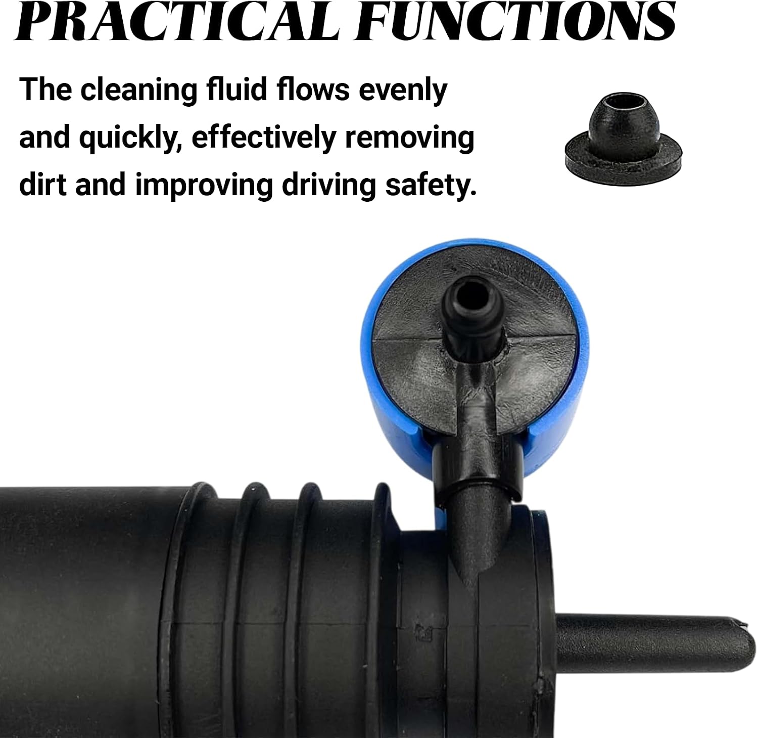 Windshield Washer Fluid Pump with Rubber Grommet, Spray Front Windshield Wiper Pump Motor for BMW Chevrolet Ford Jeep Dodge Chrysler Volkswagen Audi Replace 1J6955651 1K6955651 1T0955651A