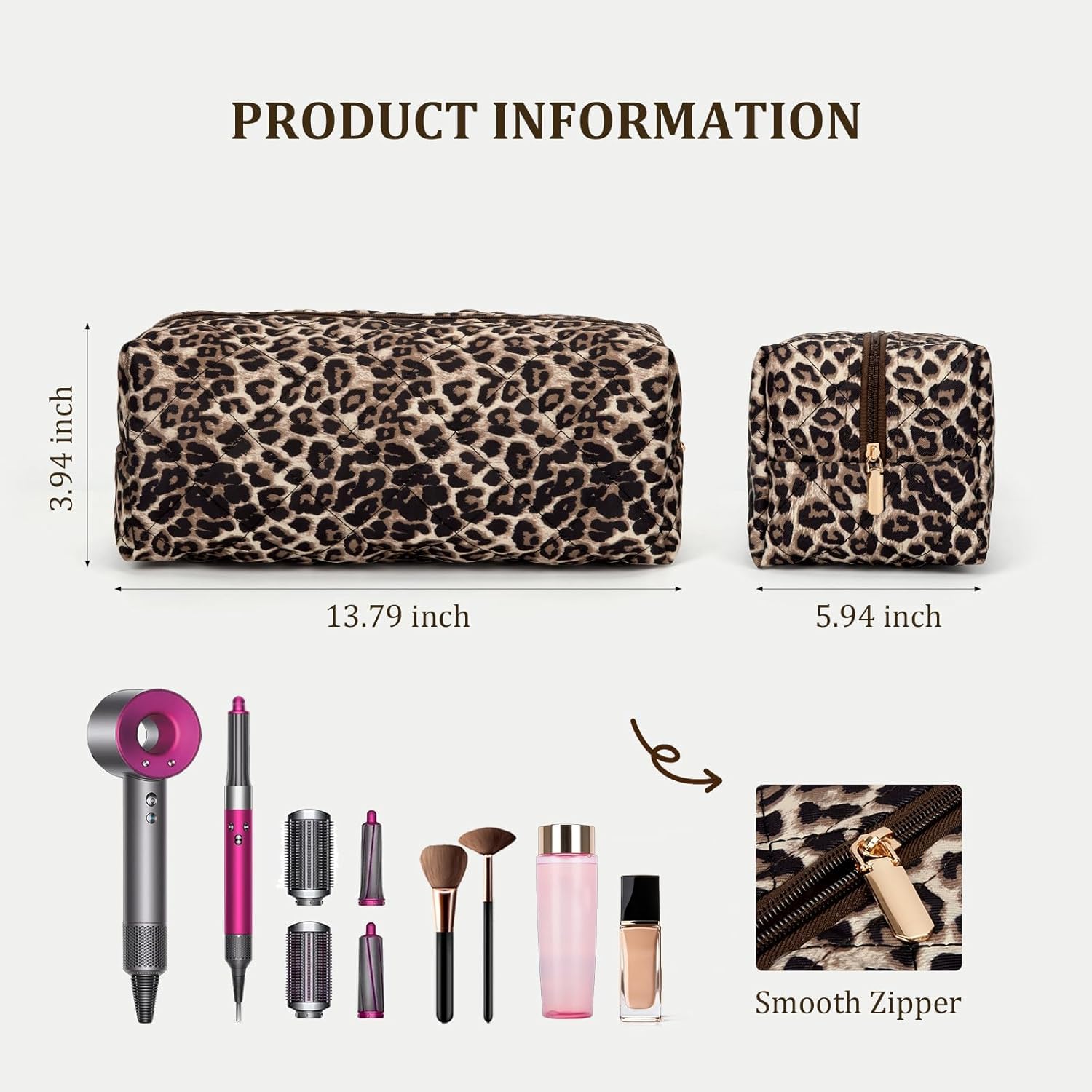 Borsa da Viaggio Compatibile con Dyson Airwrap, Custodia per Asciugacapelli Dyson e Accessori, Trousse da Viaggio Organizer per Strumenti per Styling Capelli Shark Flexstyle (Stampa leopardata)