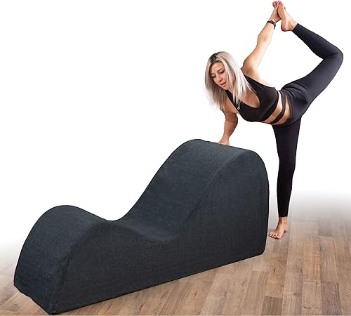 BEDIA Tumbona curvada para yoga, estiramiento, relajación y más (lino gris oscuro)