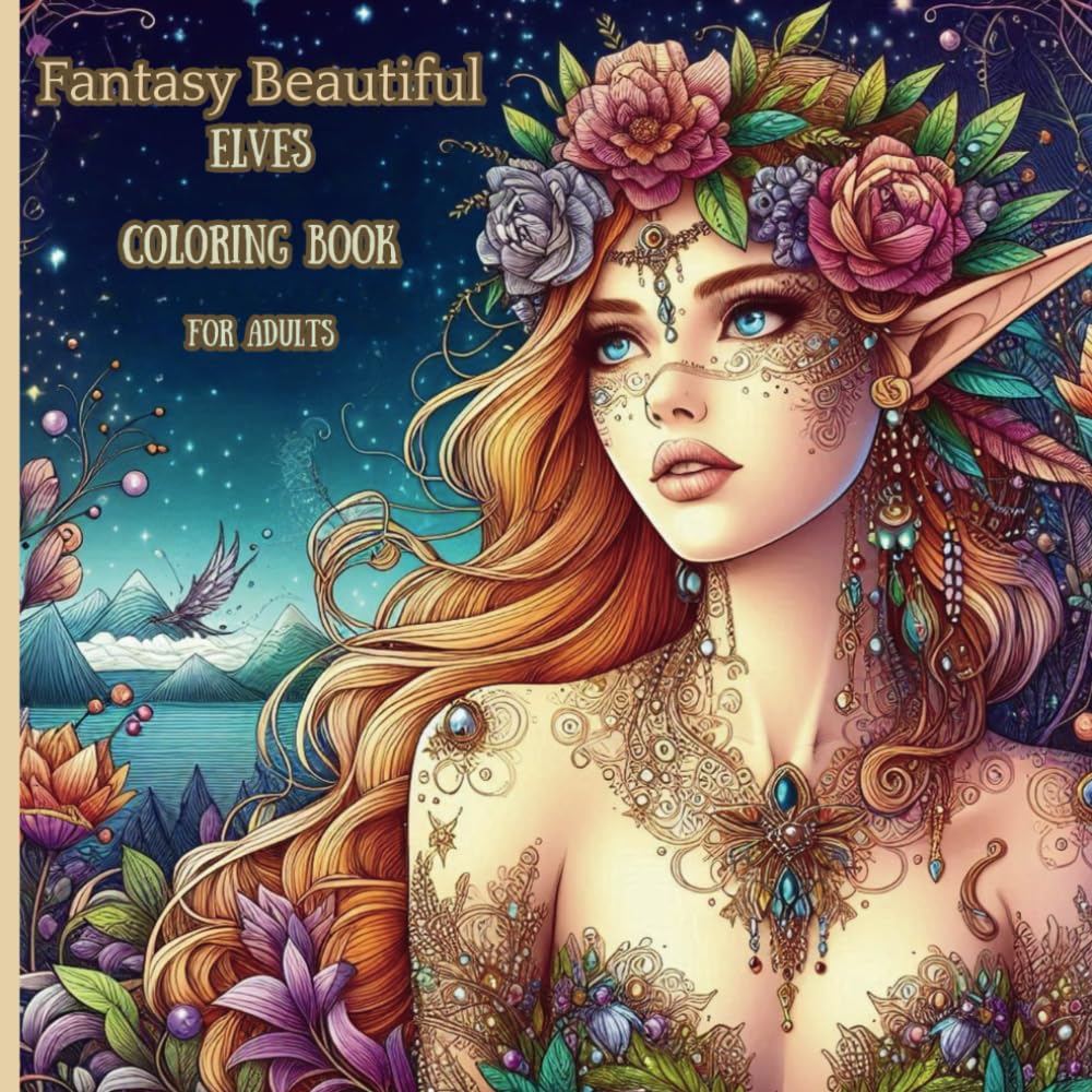 Fantasy Beautiful Elves Coloring Book for Adults