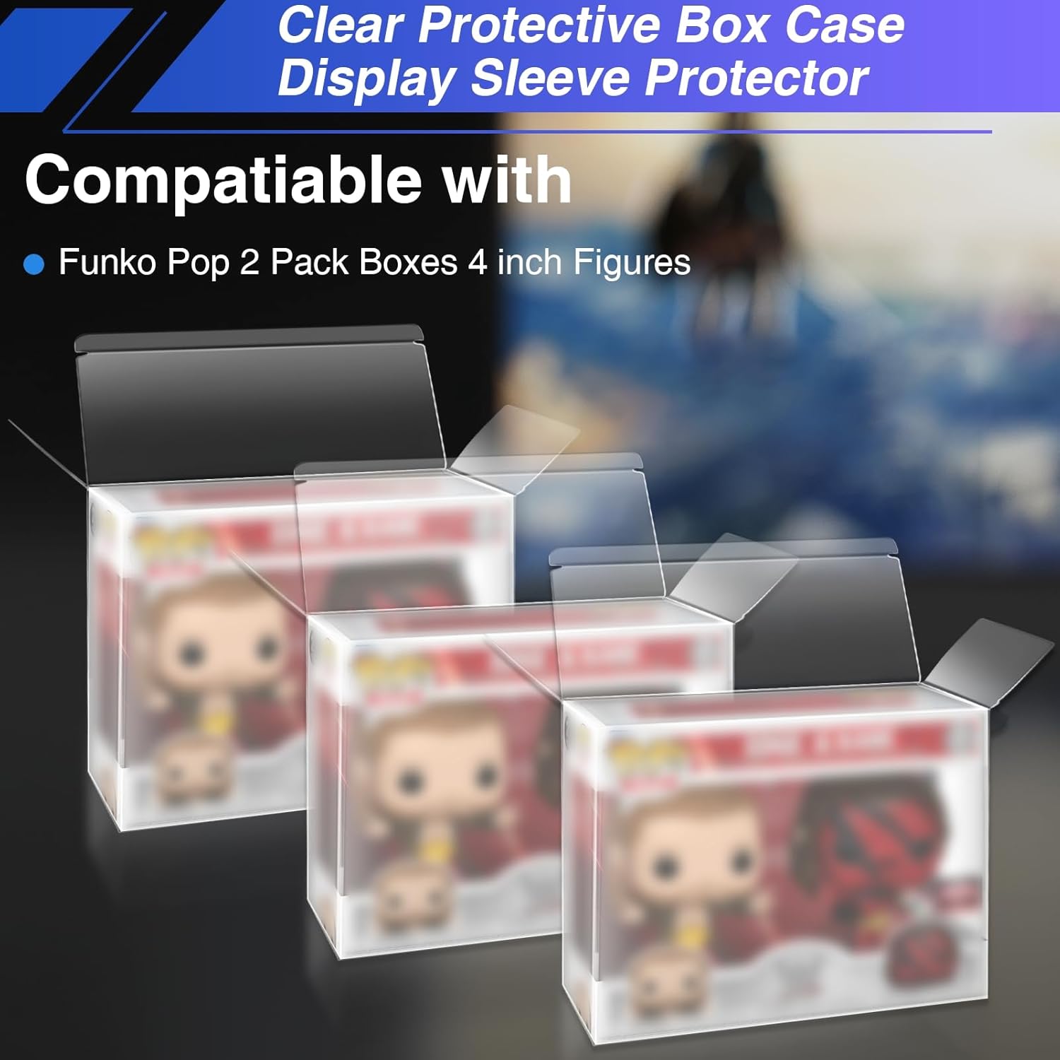20Pcs Clear Plastic Protector Display Box for Pop Protector, Pop Protector Case Compatible with Funko Pop 2 Pack Boxes 4 inch Figures,Anti Dust,Scracth Free,Clear Cases,0.45MM