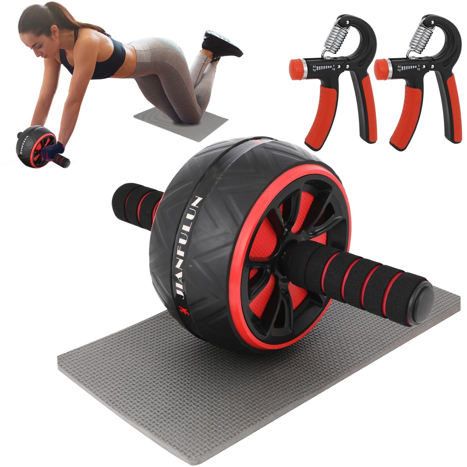Rueda para abdominales, equipo de entrenamiento abdominal para entrenamiento de fuerza abdominal y central, ruedas de ejercicio para gimnasio en casa para mujeres y hombres, con 2 accesorios de