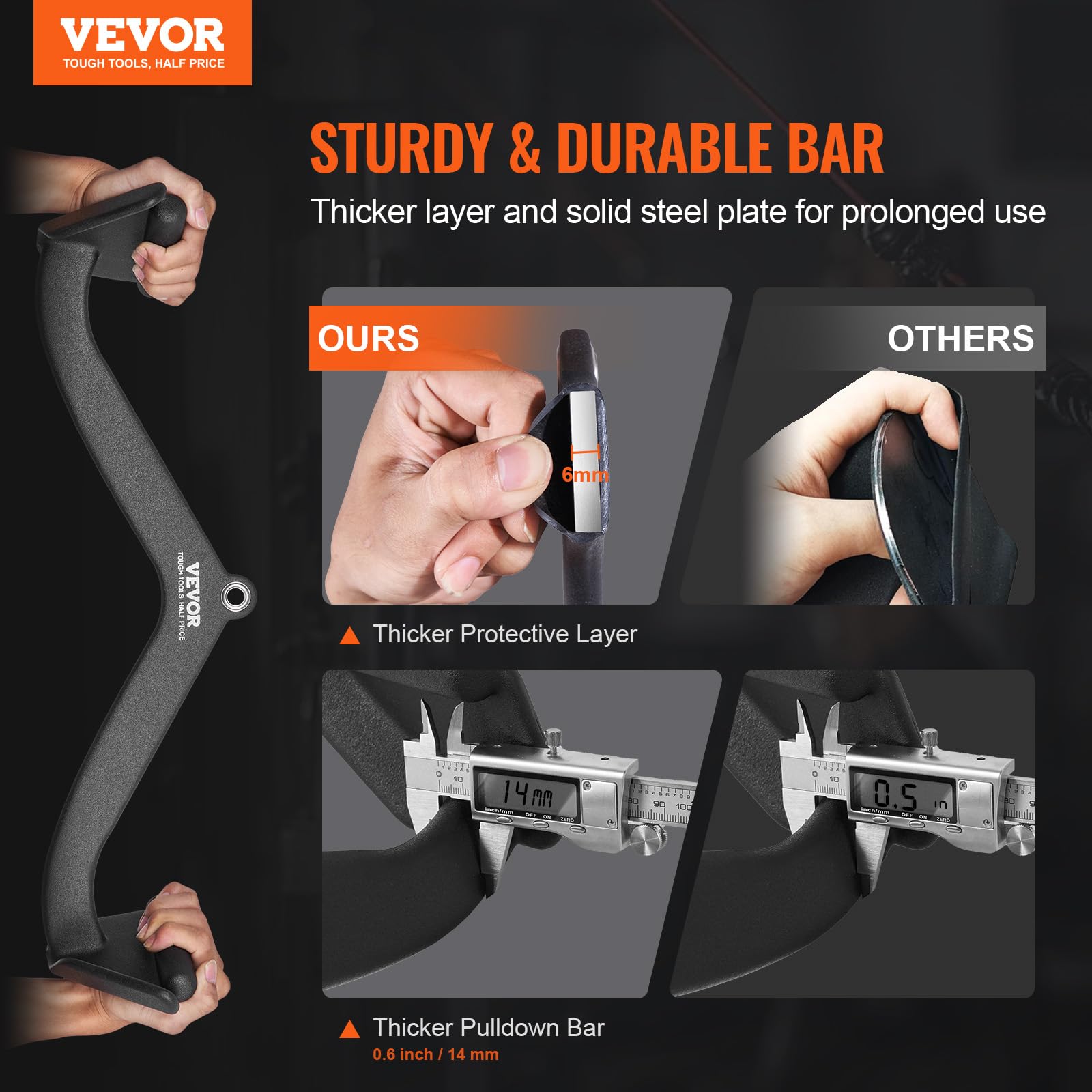 VEVOR Barre de Tirage Musculation en Forme de V, Accessoires pour Machine à Poulie en Acier Massif et Caoutchouc, Poignée de Tirage pour Entraînement de Force du Dos et Triceps, pour Gym Domicile