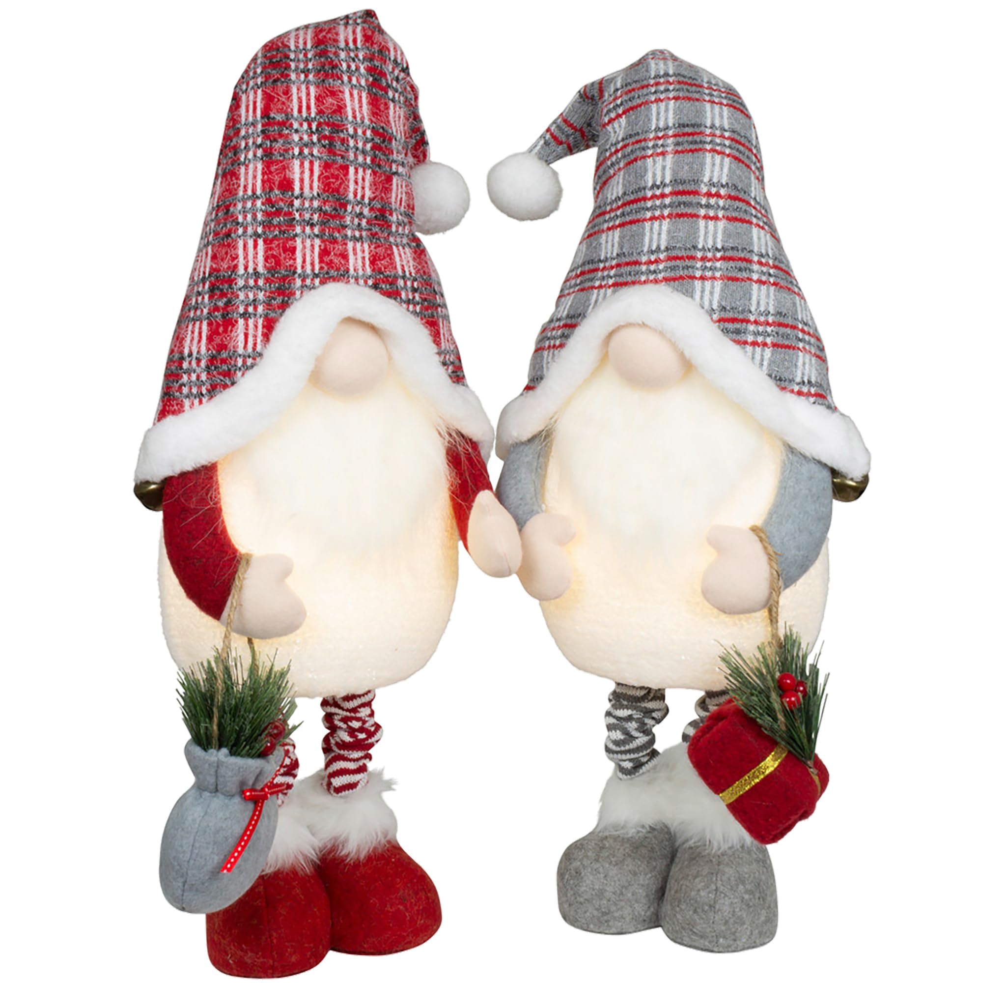 Brandsseller Weihnachtswichtel 55 cm mit LED – Skandinavische Figuren, detailreiche GNOME als dekorative Winterdeko für Tisch, Fenster & Wohnzimmer, Paar
