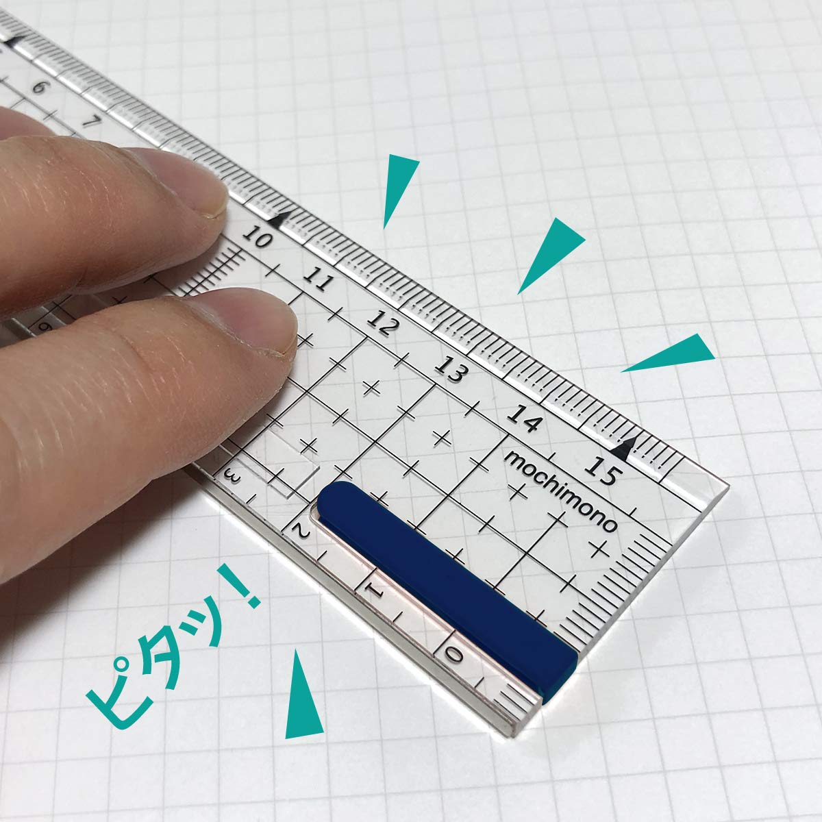 640121 Mochimono Non-Slip Ruler Pitat Ruler Grid 5.9 inches (15 cm), Navy