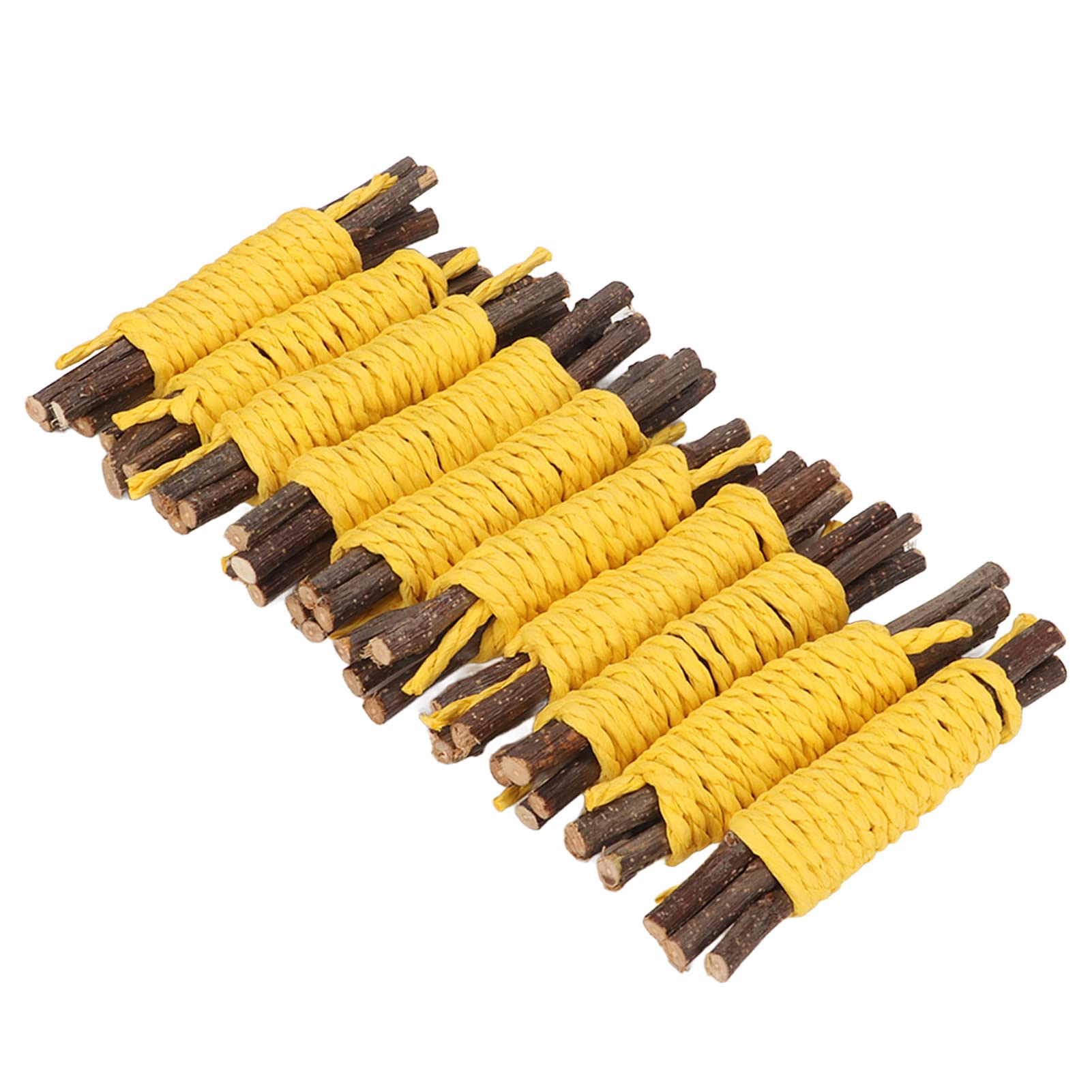 LEYT Hamster Bite Toys, Wooden Bright Colors Hamster Chew Sticks Relieve Boredom Apple Branches for Helping Digestion for Rabbit (Yellow)