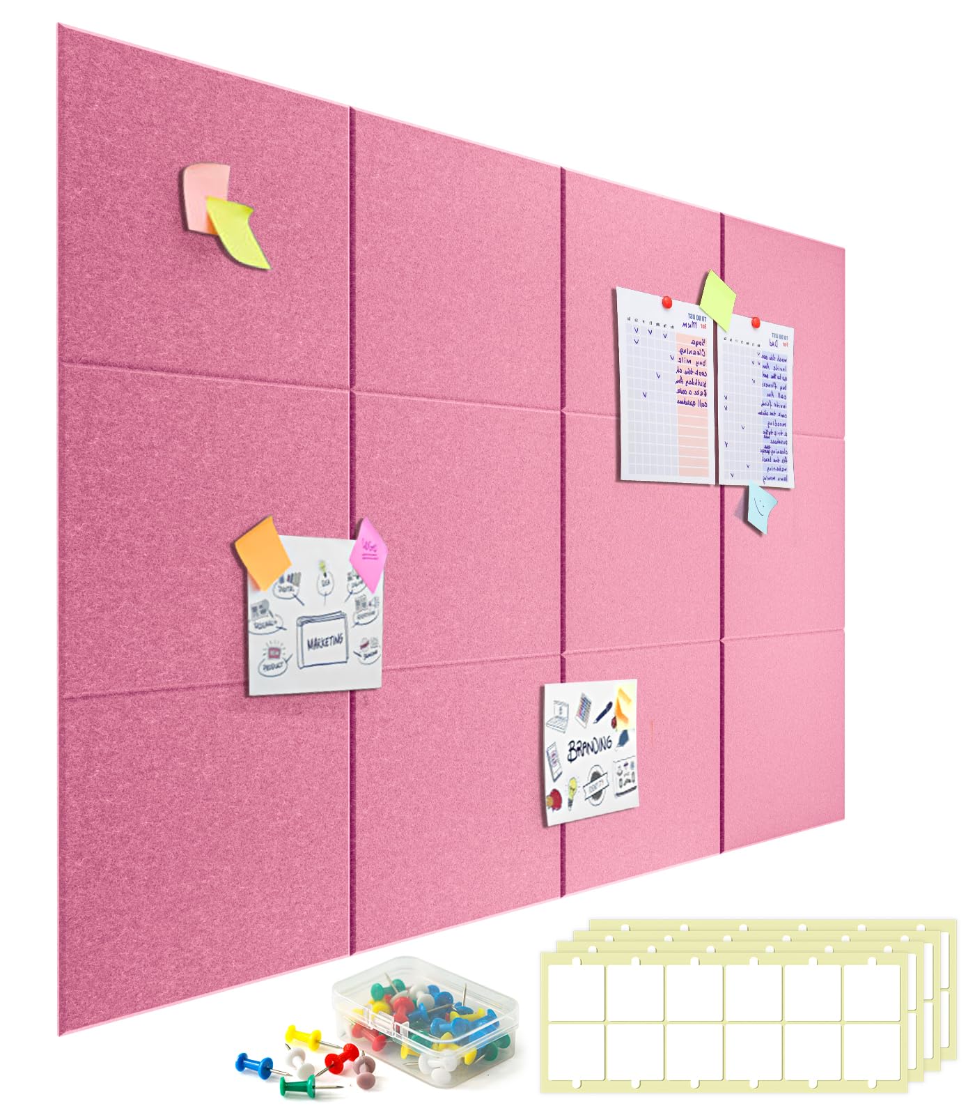 Large Cork Board for Walls - 12 Packs Bulletin Board,48"x36" Cork Board Felt Wall Tiles for Home, School & Office Decor Pin Board,Cork Felt Board DIY