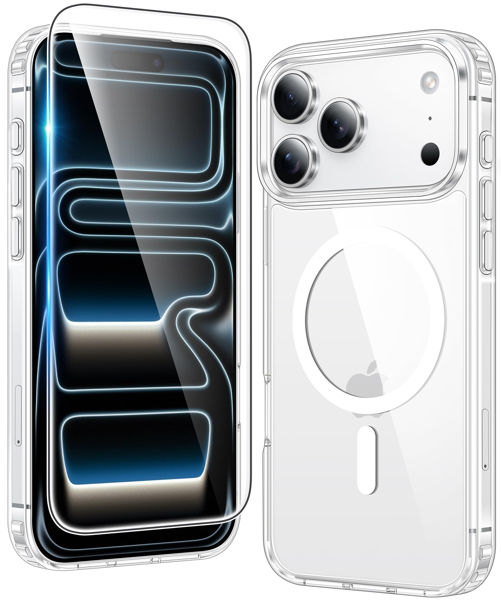 FNTCASE for iPhone 17 Pro-Max Case Compatible with Magsafe Clear Phonecase | Screen Protector, Military Grade Drop Protection, Slim Magnetic Phone Cases, Shockproof Bumper, Transparent Cell Cover