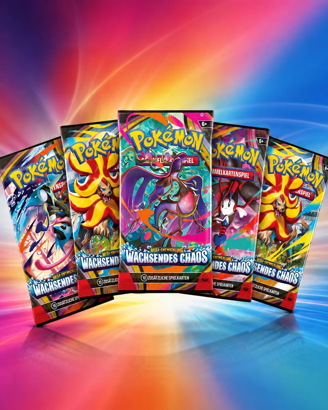 Pokemon Mega Entwicklung – 5 Wachsendes Chaos Booster Packs - Deutsch NEU & OVP und BB-Toy-Trades-Toploader