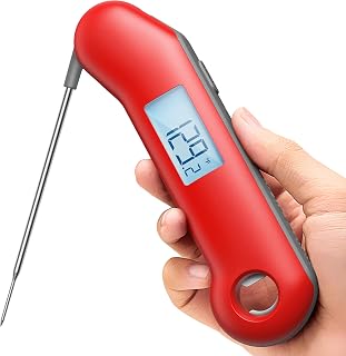 ThermoMaven Digital Meat Thermometer: 0.5 Sec Instant Read, NIST ±0.5°F Accurate, IP67 Waterproof, Auto-Rotate for Grill BBQ Candy (Red/Gray)