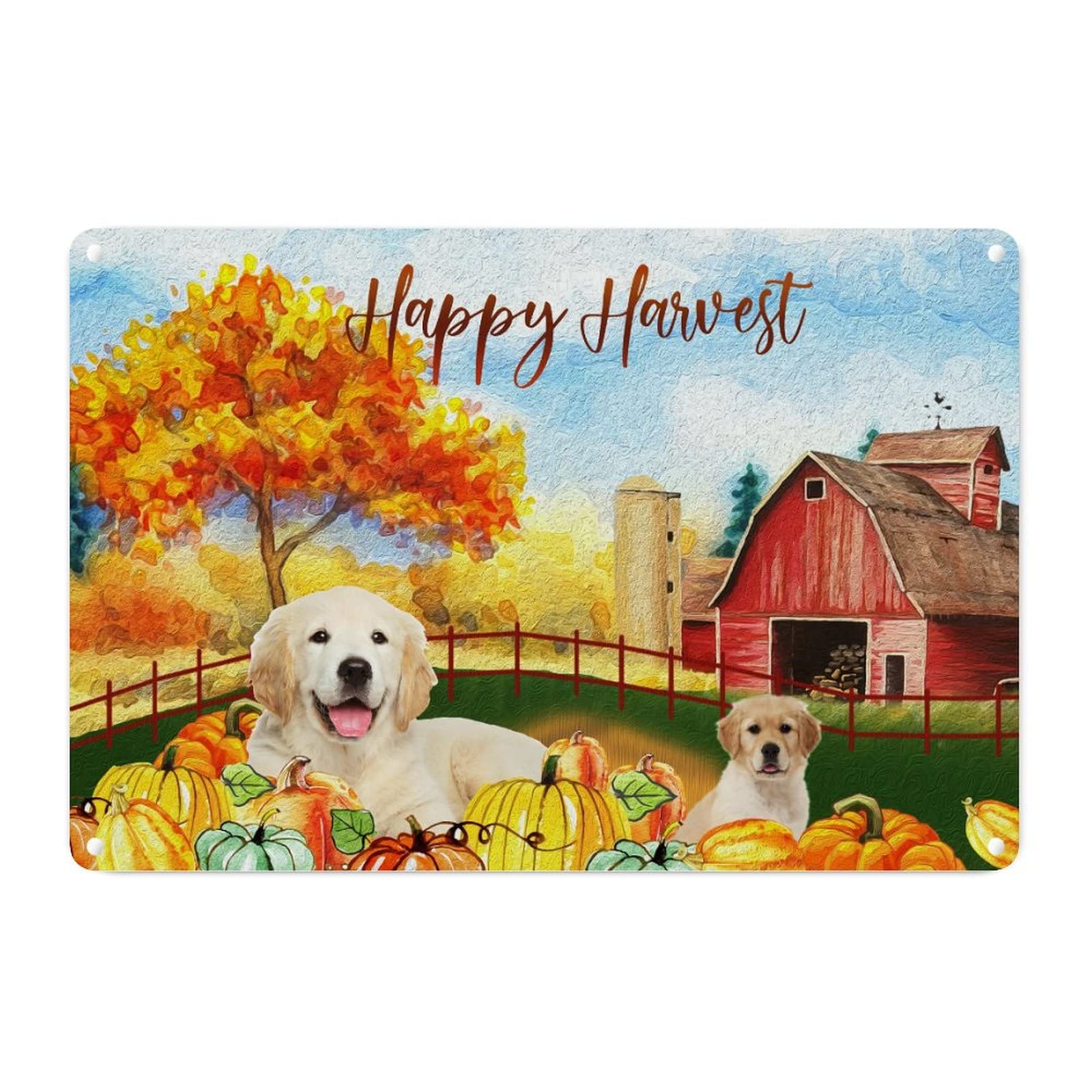 Panneau mural en métal pour chien et décoration d'automne de grange rustique 30x45 cm