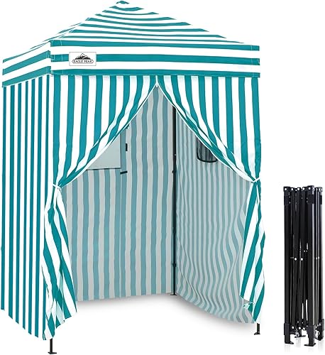 Vista 201 de EAGLE PEAK Flex - Toldo emergente ultra compacto de 4 x 4, refugio solar, vestidor, toldo portátil de privacidad tipo cabana para piscina, sesiones