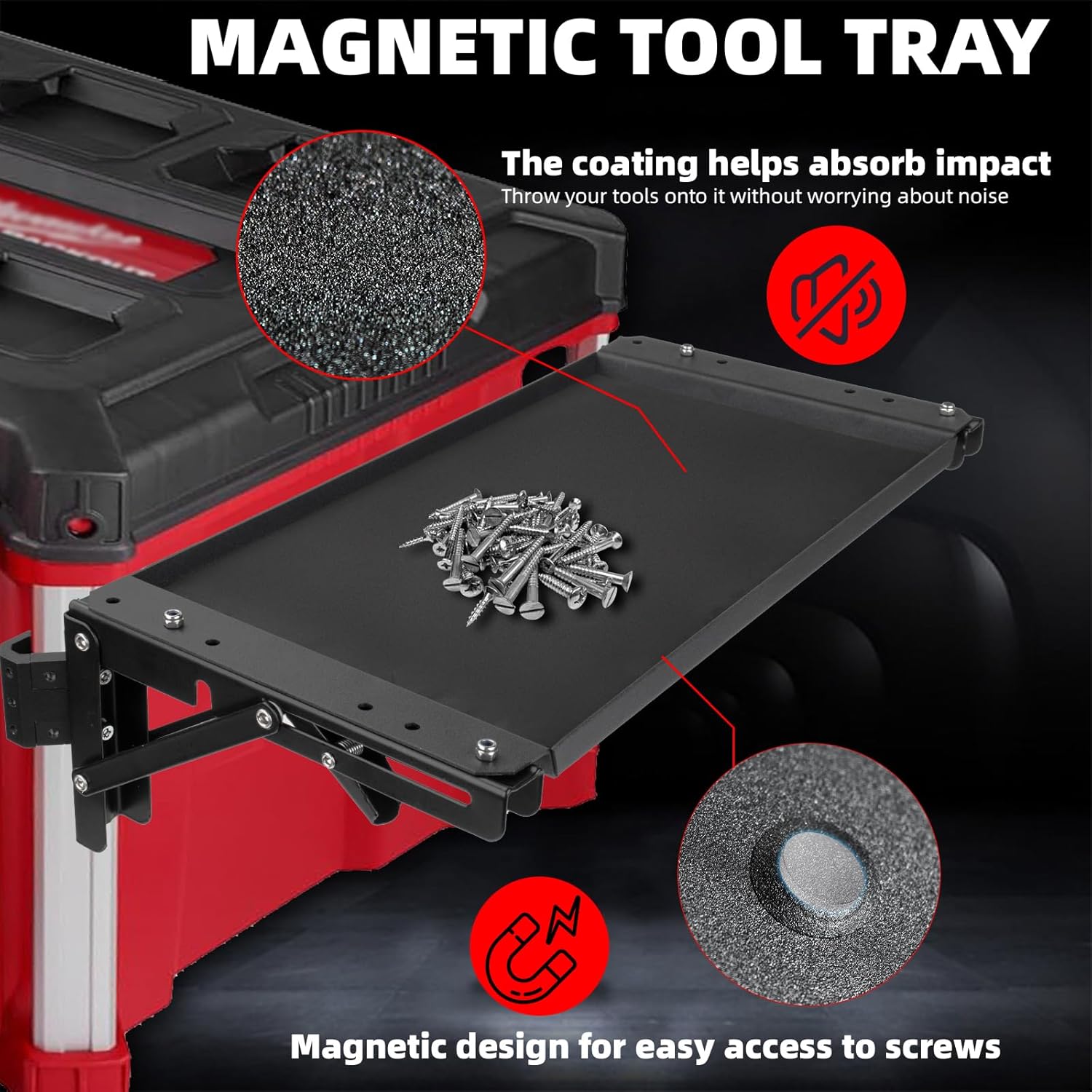 Folding Packout Mount Compatible with Milwaukee Packout Toolbox Milwaukee Packout Accessories, Heavy Duty Foldable Work Table for Side Storage of Your Packout System