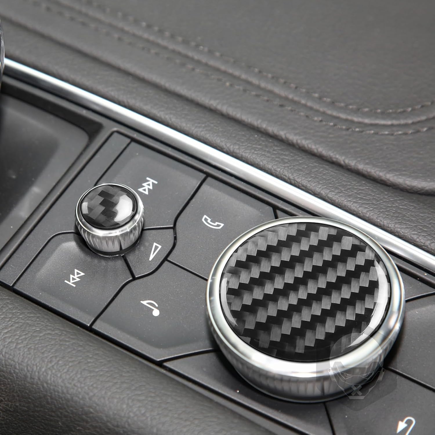 Real Premium Carbon Fiber Sticker Compatible with Cadillac CT5/CT6/XT4/xt5/XT6 2022-2023 Car Round Multimedia Control knob Decals Decoration Trim Auto Interior Accessories 2pcs Black
