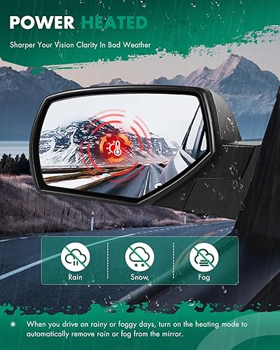 Miniatura 5 de SCITOO Espejo de visión lateral para Chevy Silverado 1500 2014-2018 2014-2017 para GMC Sierra 1500 22820378 con ajuste de potencia, calefacción,